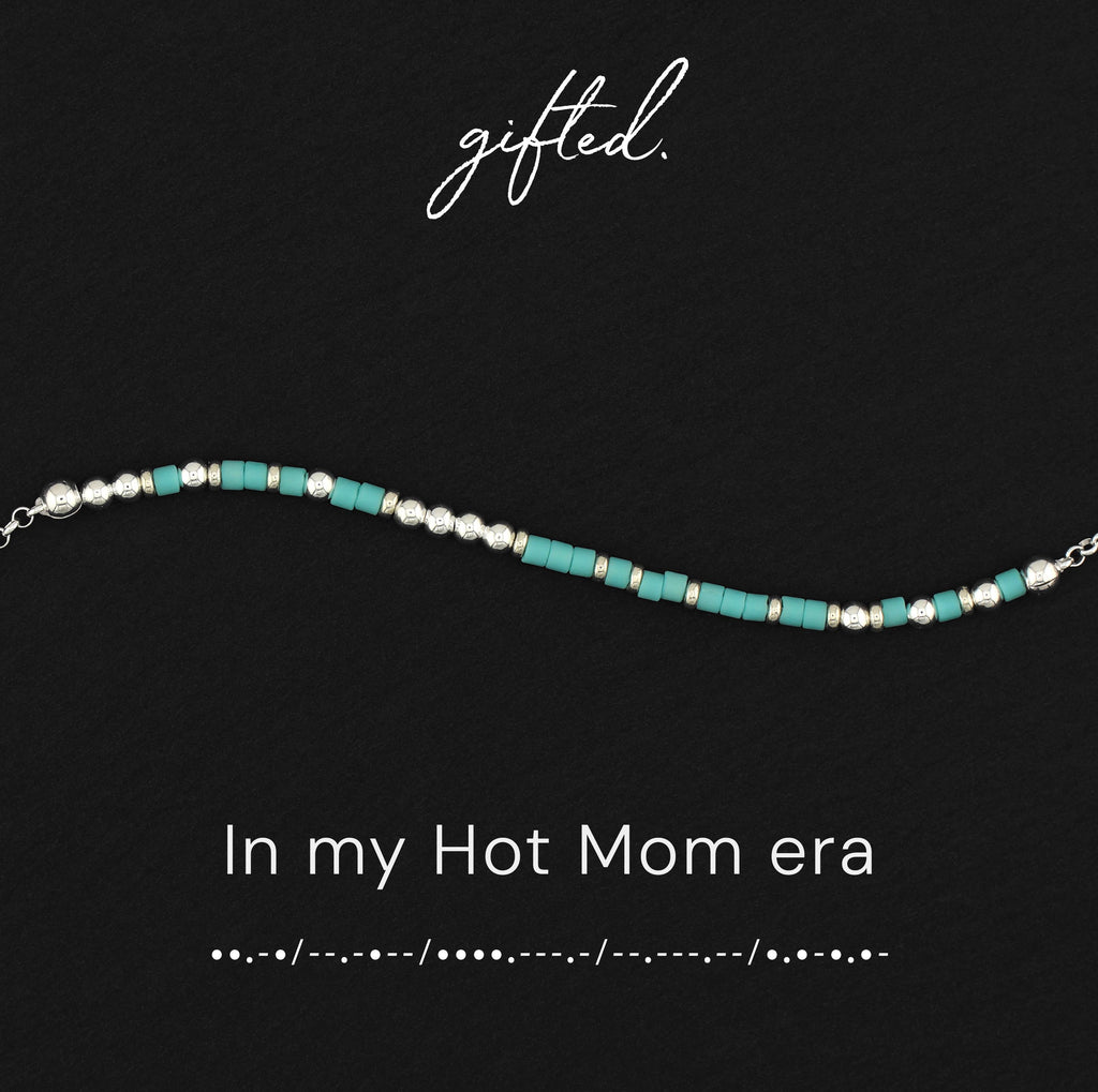 Custom Morse Code Bracelet, In My Hot Mom Era | Mom Self Care & Mom Tribe Gift | Hidden Message Jewelry