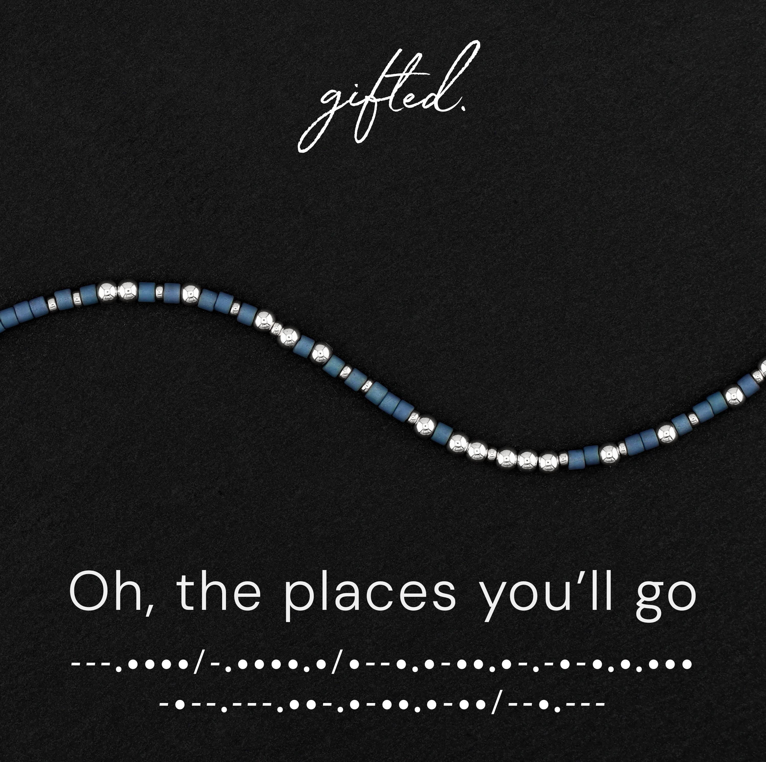 Custom Morse Code Bracelet, Oh the Places You'll Go | Graduation Retirement & Milestone Gift | Hidden Message Jewelry