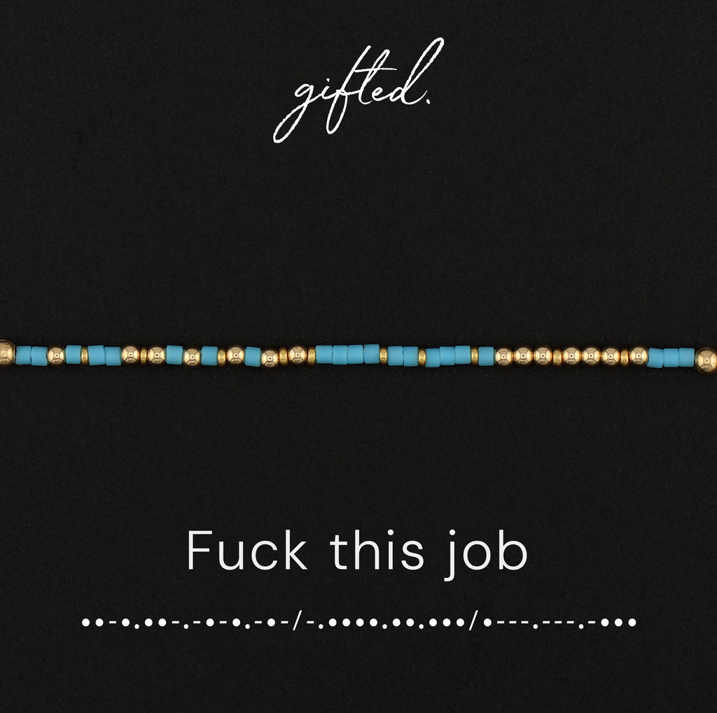 Custom Morse Code Bracelet, Fuck This Job | Sarcastic Coworker & Work Humor Gift | Hidden Message Jewelry