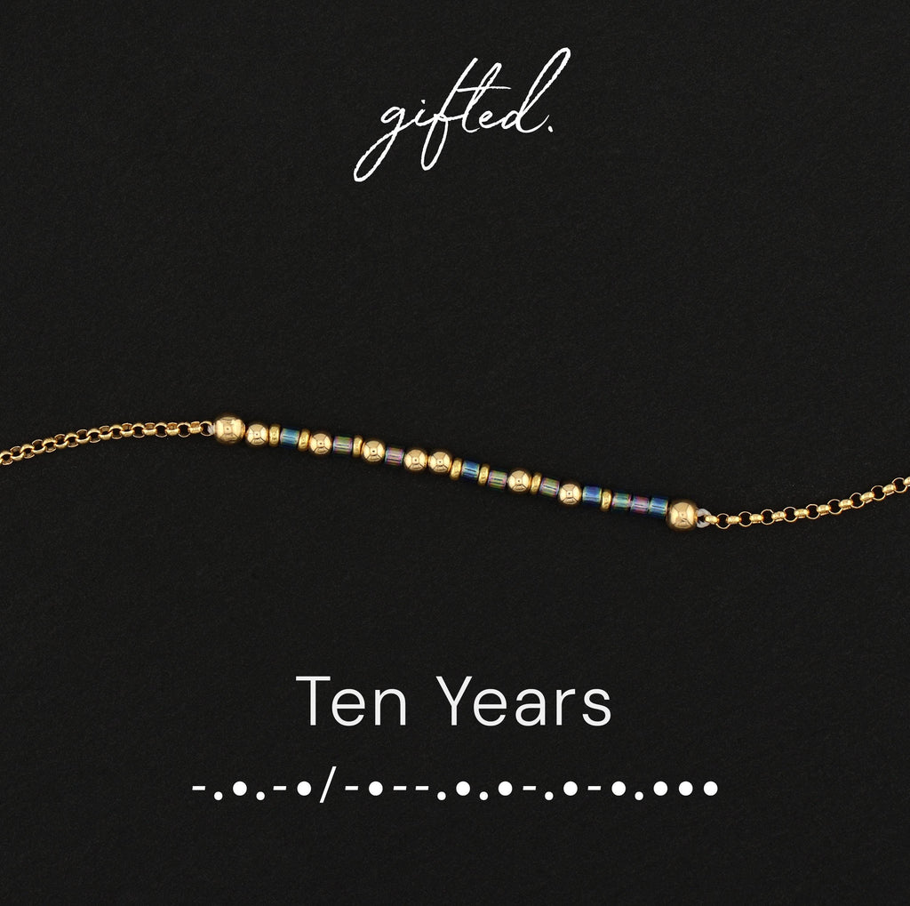 Custom Morse Code Bracelet, Ten Years | Sobriety Recovery Gift | Hidden Message Jewelry