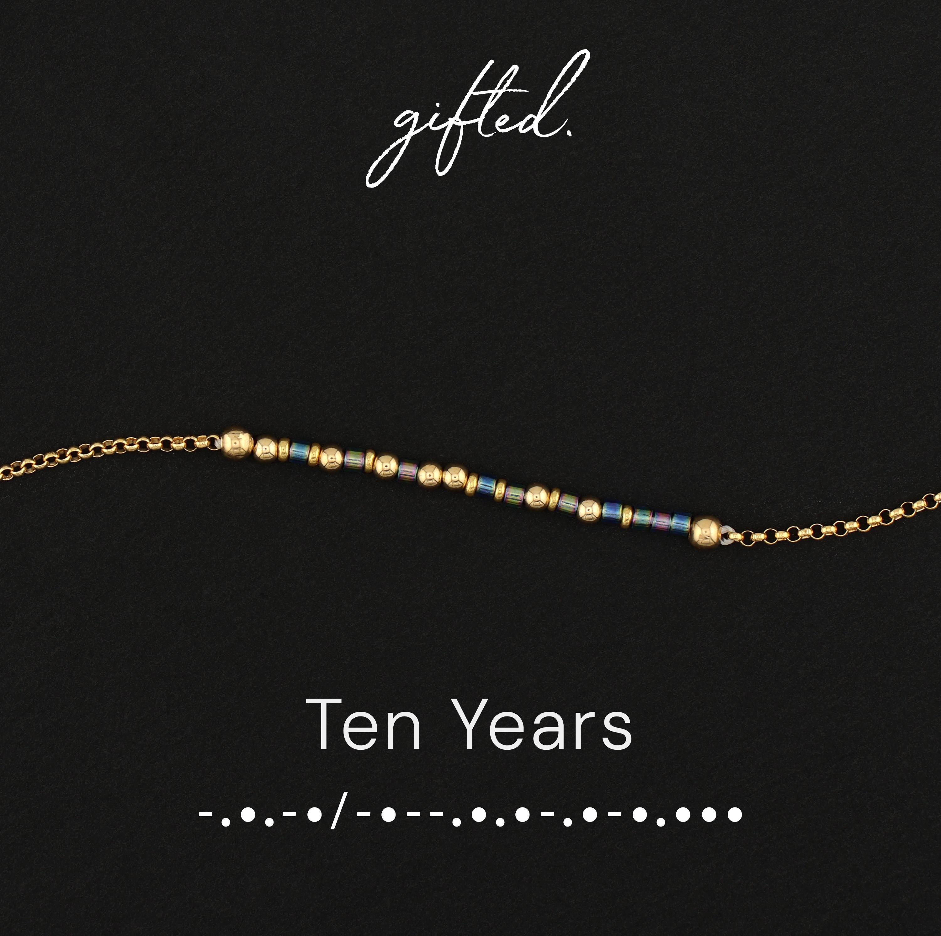 Custom Morse Code Bracelet, Ten Years | Sobriety Recovery Gift | Hidden Message Jewelry