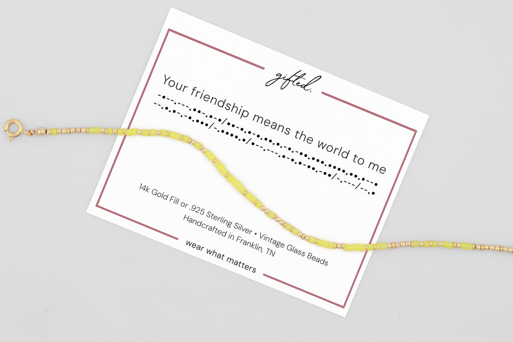 SEO - Custom Morse Code Bracelet, Your Friendship Means the World to Me | Best Friend Gift | Hidden Message Jewelry