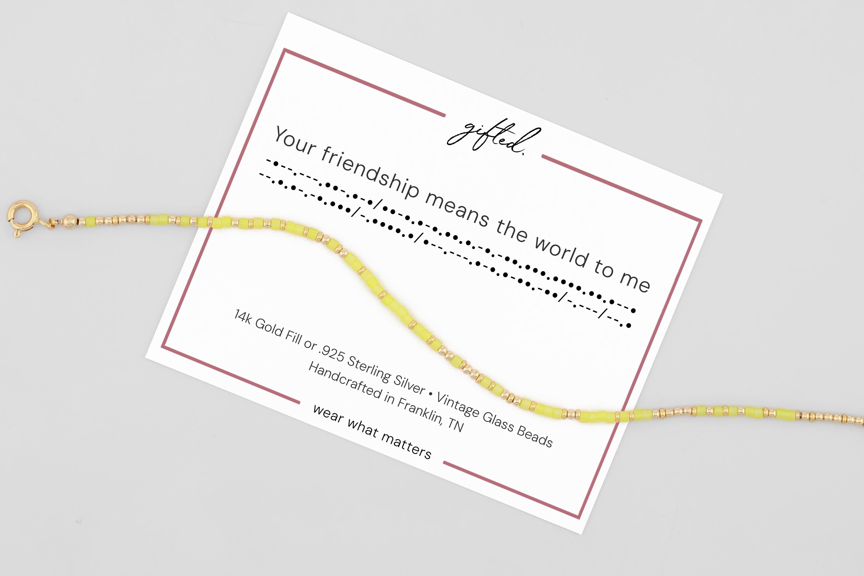SEO - Custom Morse Code Bracelet, Your Friendship Means the World to Me | Best Friend Gift | Hidden Message Jewelry