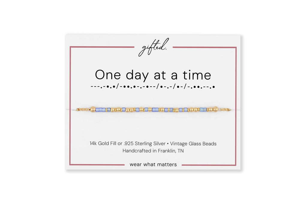 Custom Morse Code Bracelet, One Day at a Time | Sobriety Recovery Gift | Hidden Message Jewelry