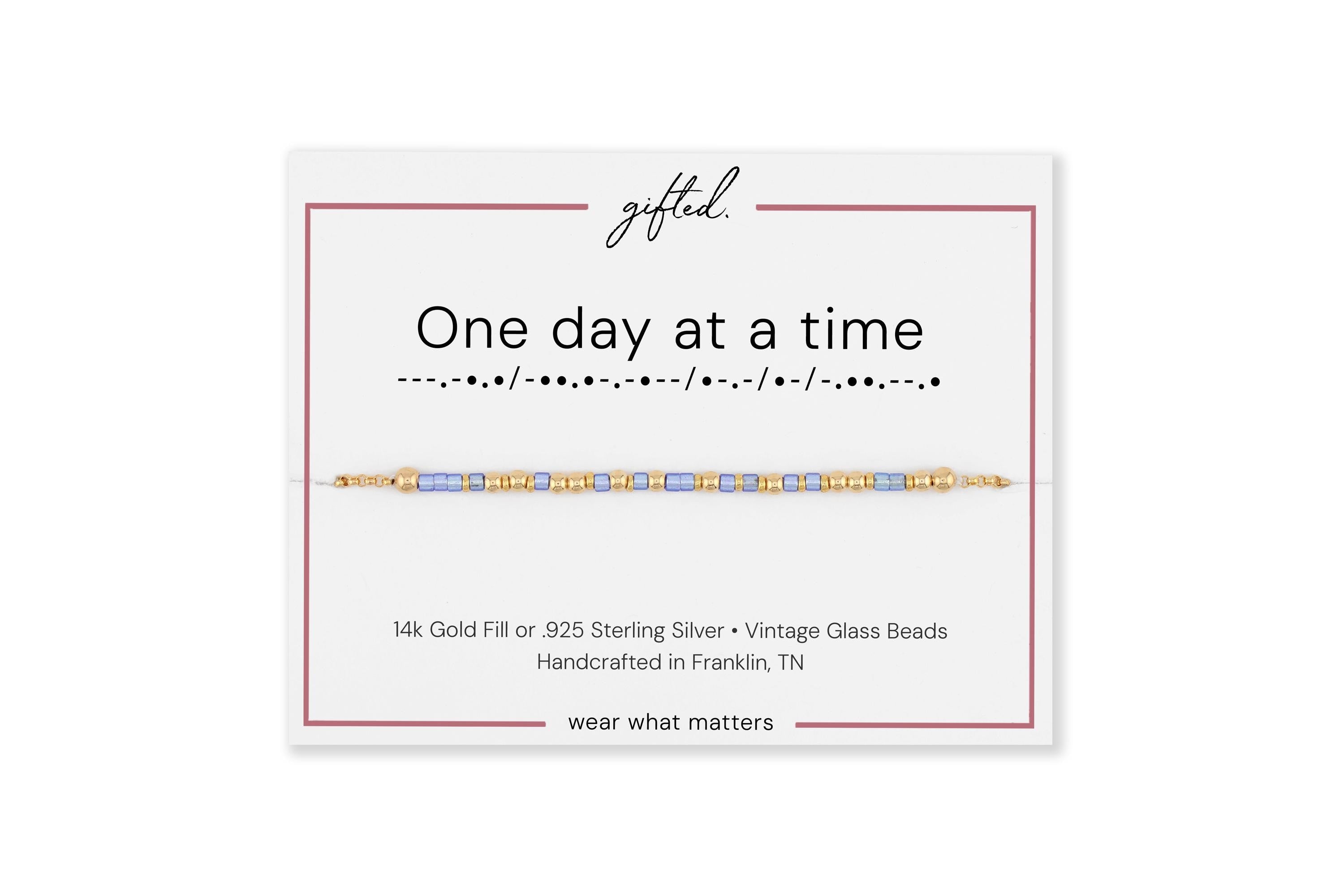 Custom Morse Code Bracelet, One Day at a Time | Sobriety Recovery Gift | Hidden Message Jewelry