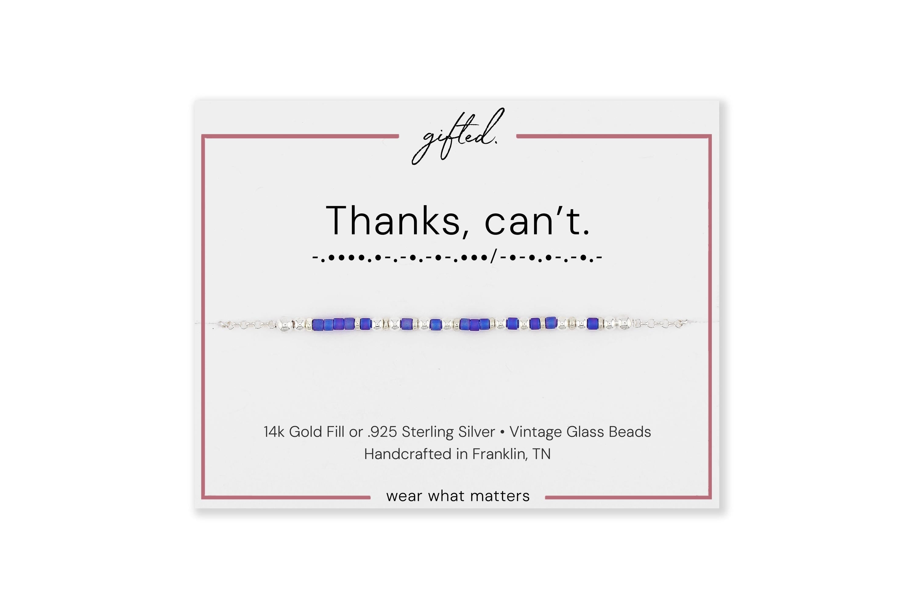 Custom Morse Code Bracelet, Thanks, Can't | Self Empowerment | Hidden Message Jewelry