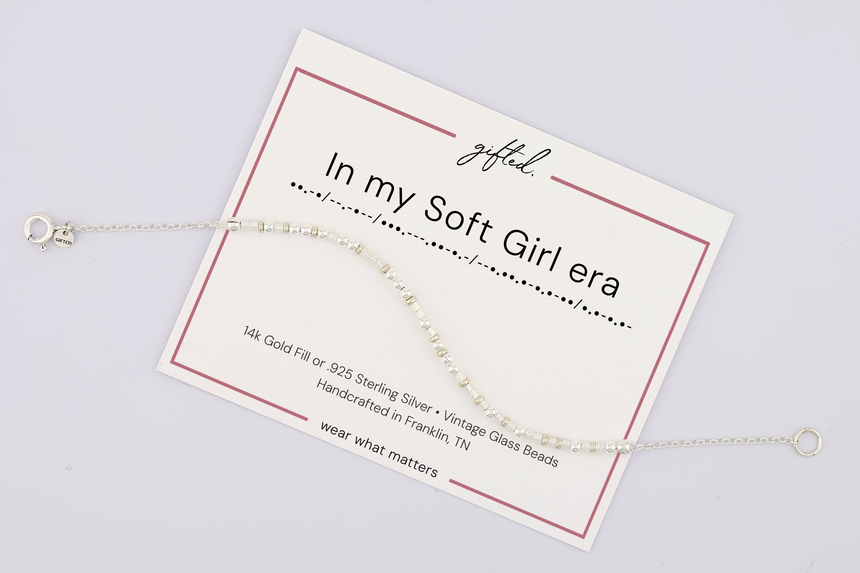 Custom Morse Code Bracelet, In My Soft Girl Era | Self Care & Mental Health Gift | Hidden Message Jewelry
