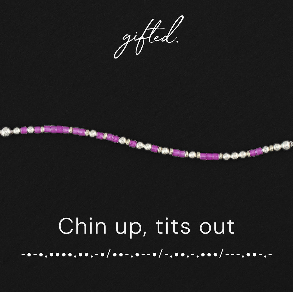 SEO - Custom Morse Code Bracelet, Chin Up, Tits Out | This Too Shall Pass, Friend Gift | Hidden Message Jewelry