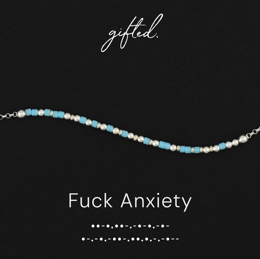Custom Morse Code Bracelet, Fuck Anxiety | Mental Health Awareness Gift | Hidden Message Jewelry