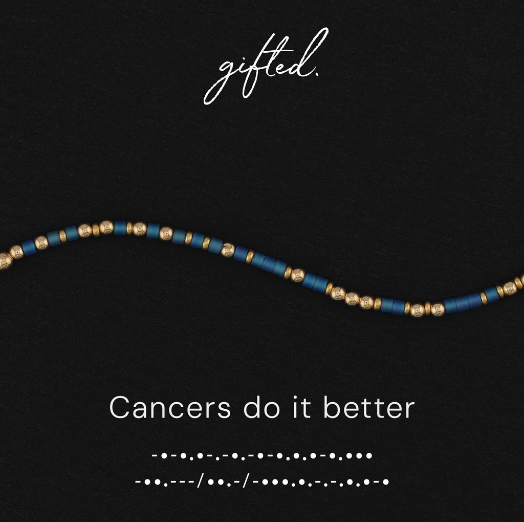 Custom Morse Code Bracelet, Cancers Do It Better | Cancer Star Sign Birthday Gift for the Crab | Hidden Message Jewelry