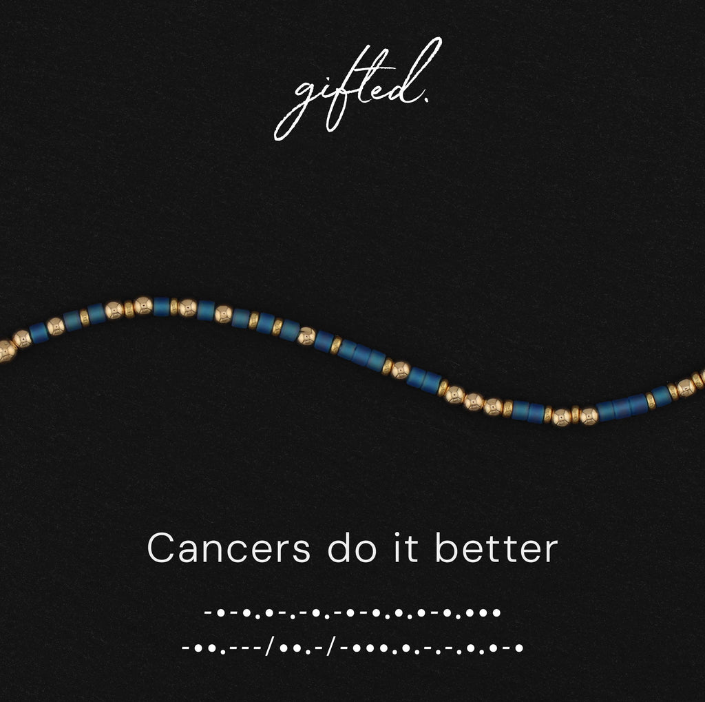 Custom Morse Code Bracelet, Cancers Do It Better | Cancer Star Sign Birthday Gift for the Crab | Hidden Message Jewelry
