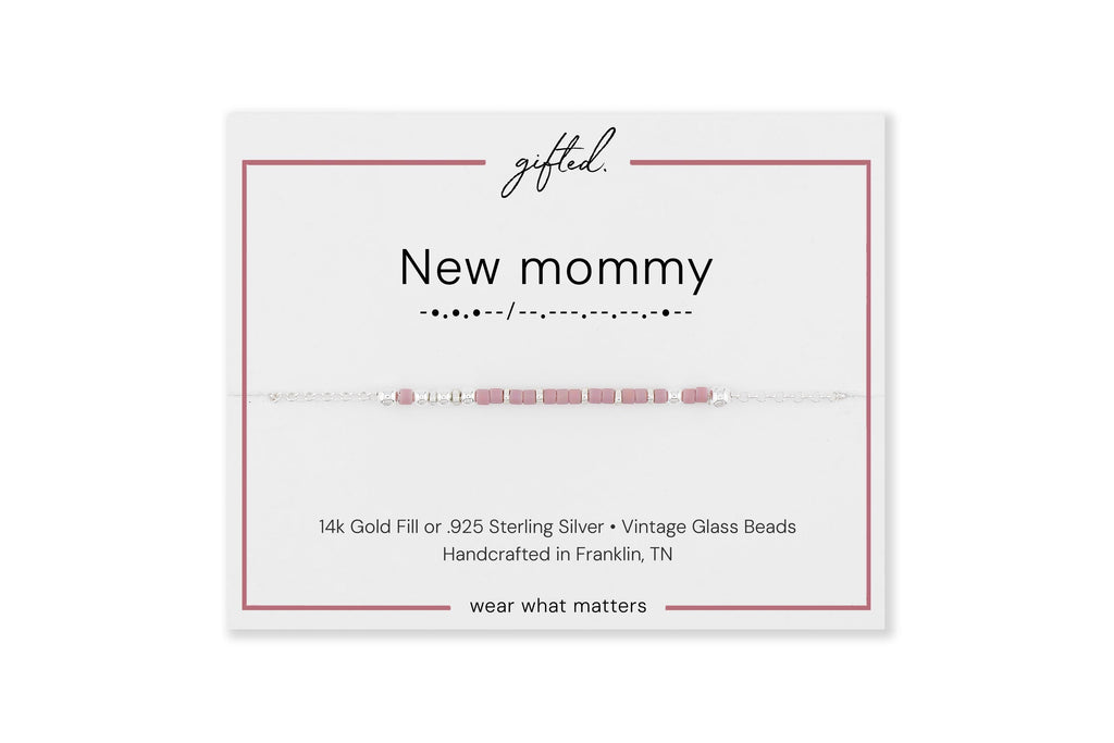 Custom Morse Code Bracelet, New Mommy | Birth of Child Gift | New Mother Present | Hidden Message Jewelry