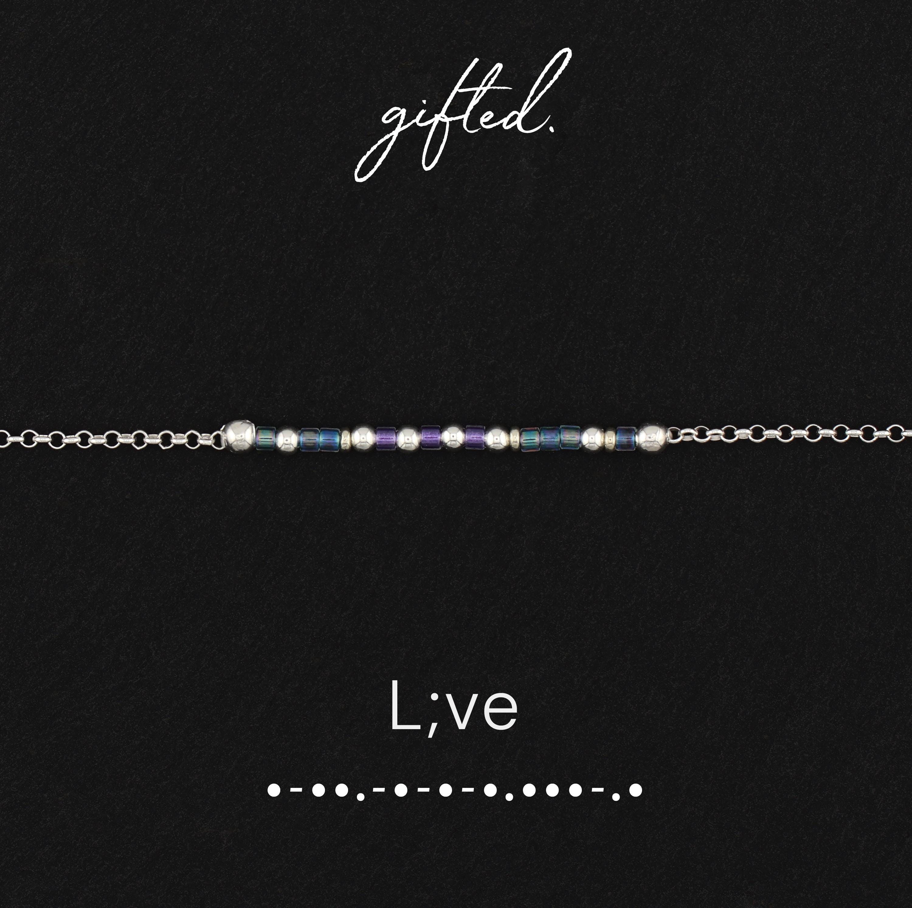 Custom Morse Code Bracelet, Live Semicolon | Mental Health & Suicide Awareness Gift | Hidden Message Jewelry