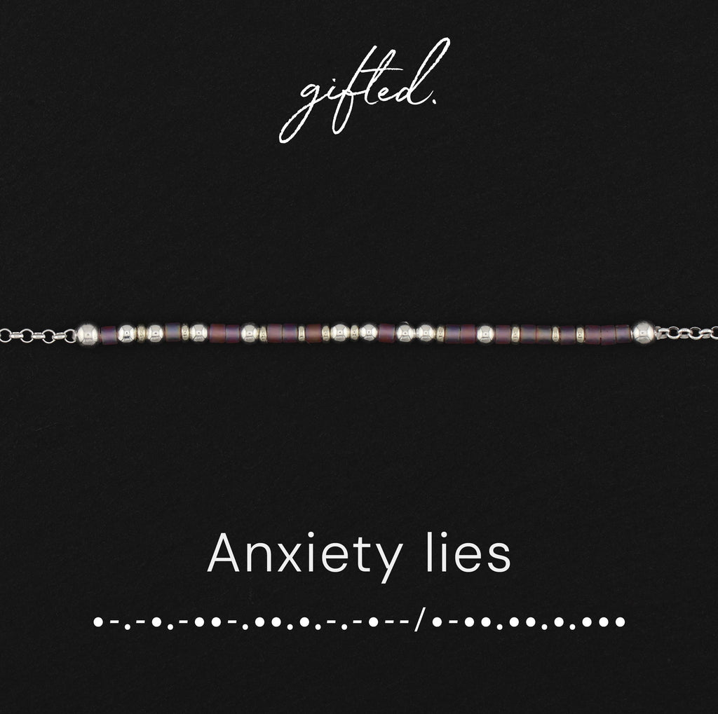 Custom Morse Code Bracelet, Anxiety Lies | Rolling Bead Fidget | Mental Health Awareness Gift | Hidden Message Jewelry