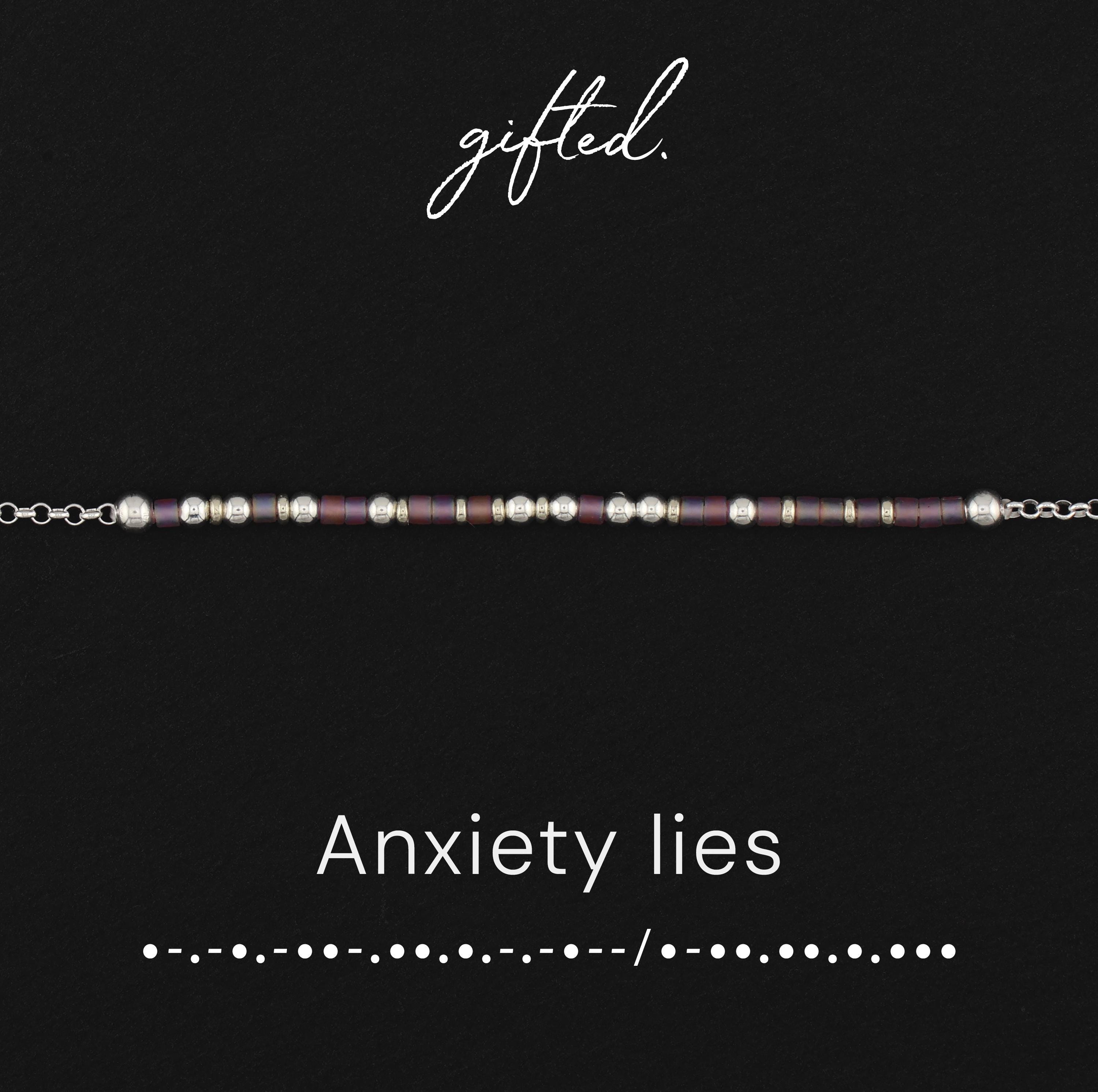 Custom Morse Code Bracelet, Anxiety Lies | Rolling Bead Fidget | Mental Health Awareness Gift | Hidden Message Jewelry