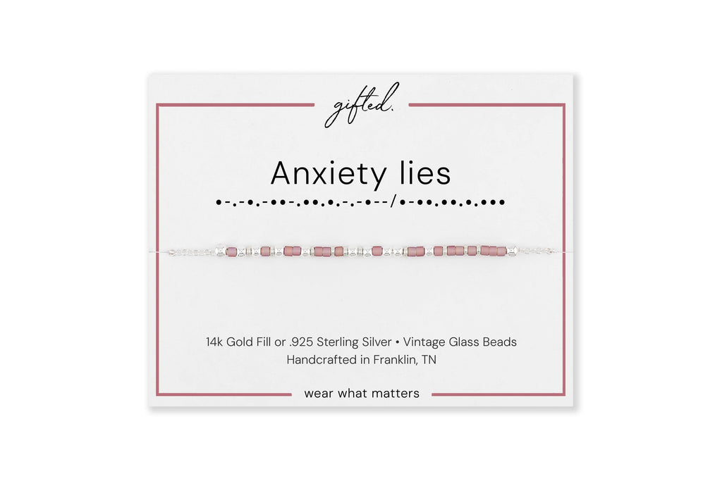 Custom Morse Code Bracelet, Anxiety Lies | Rolling Bead Fidget | Mental Health Awareness Gift | Hidden Message Jewelry