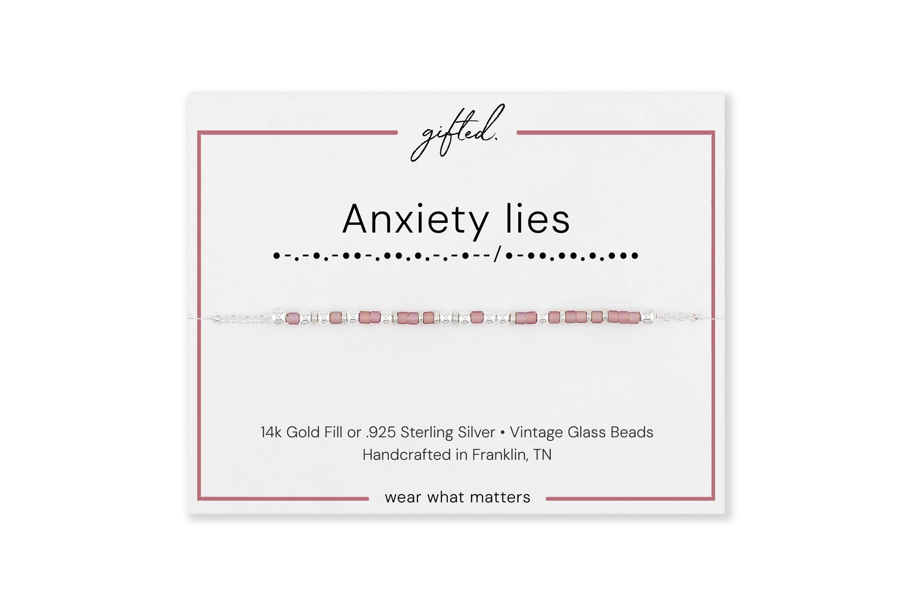 Custom Morse Code Bracelet, Anxiety Lies | Rolling Bead Fidget | Mental Health Awareness Gift | Hidden Message Jewelry