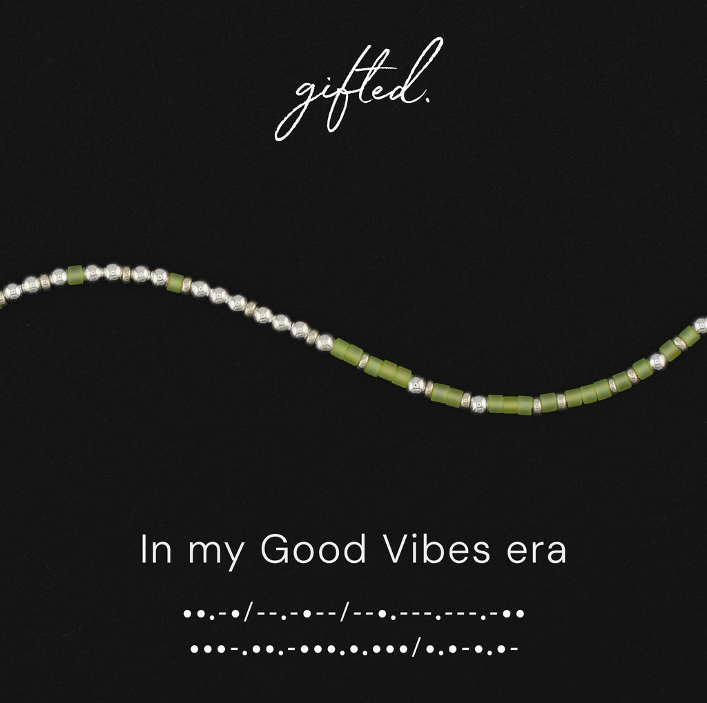 Custom Morse Code Bracelet, In My Good Vibes Era | Self Love & Positive Energy Gift | Hidden Message Jewelry