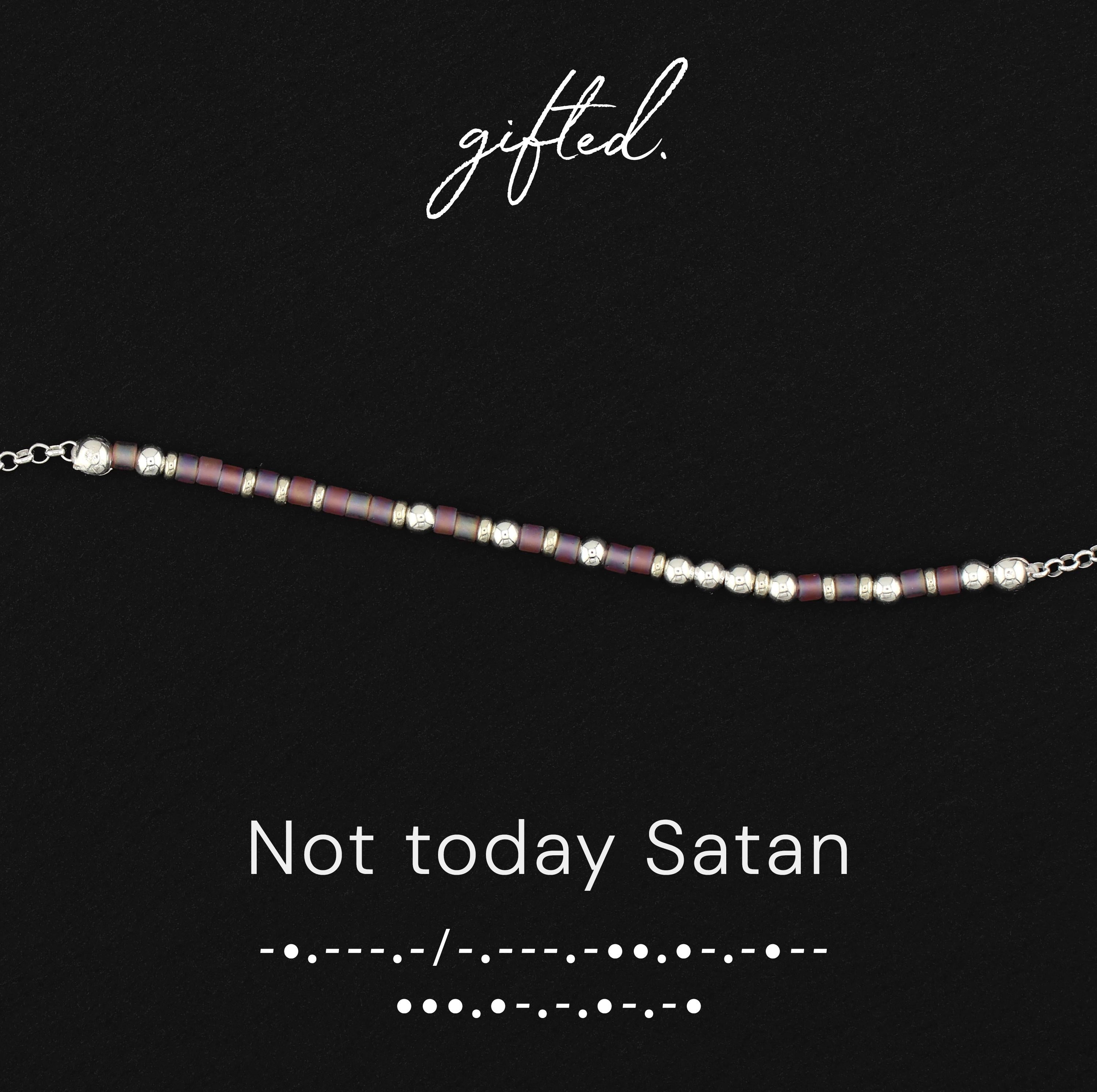 Custom Morse Code Bracelet, Not Today Satan | Funny Feminist & Anti-Bullshit Gift | Hidden Message Jewelry