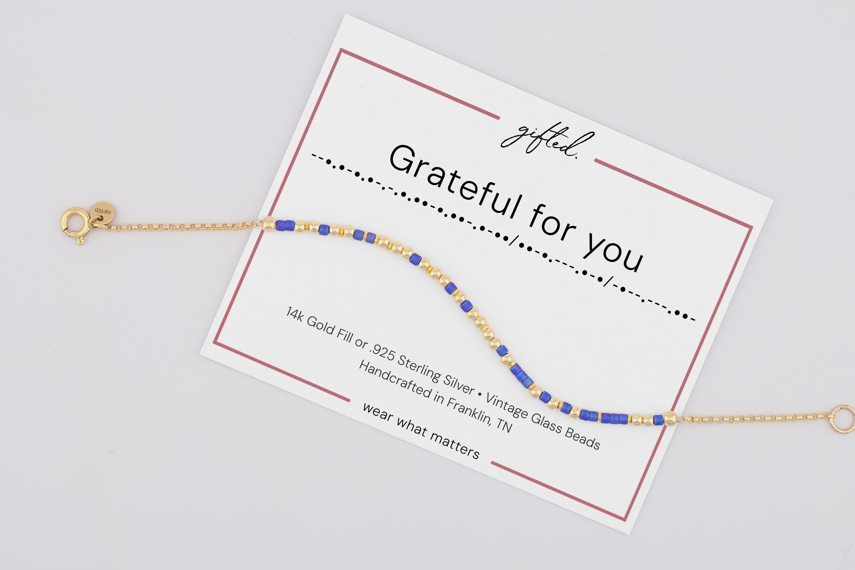 Custom Morse Code Bracelet, Grateful for You | Thank You & Appreciation Gift | Hidden Message Jewelry