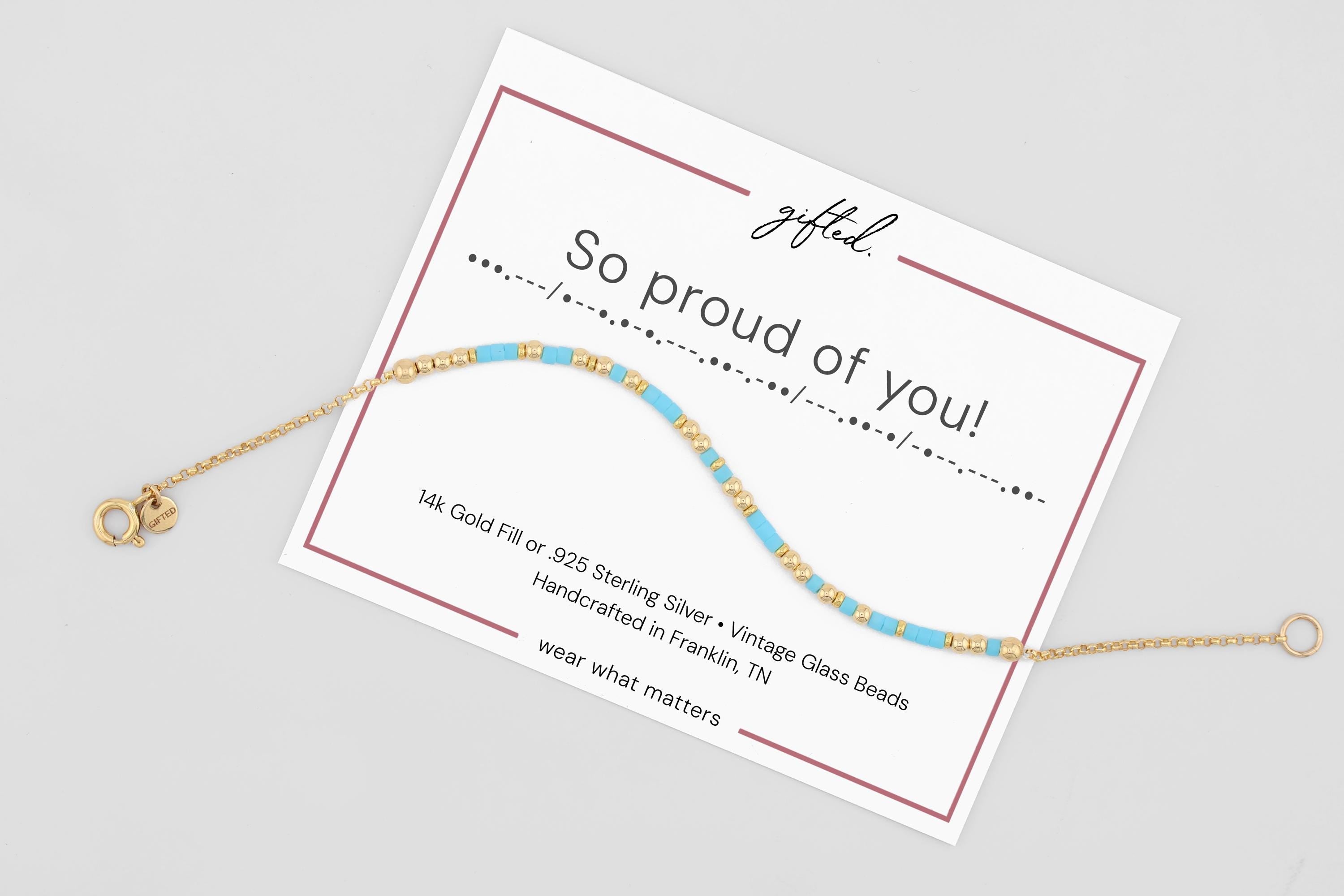 SEO - Custom Morse Code Bracelet, So Proud of You | Best Friend or Partner Gift | Hidden Message Jewelry