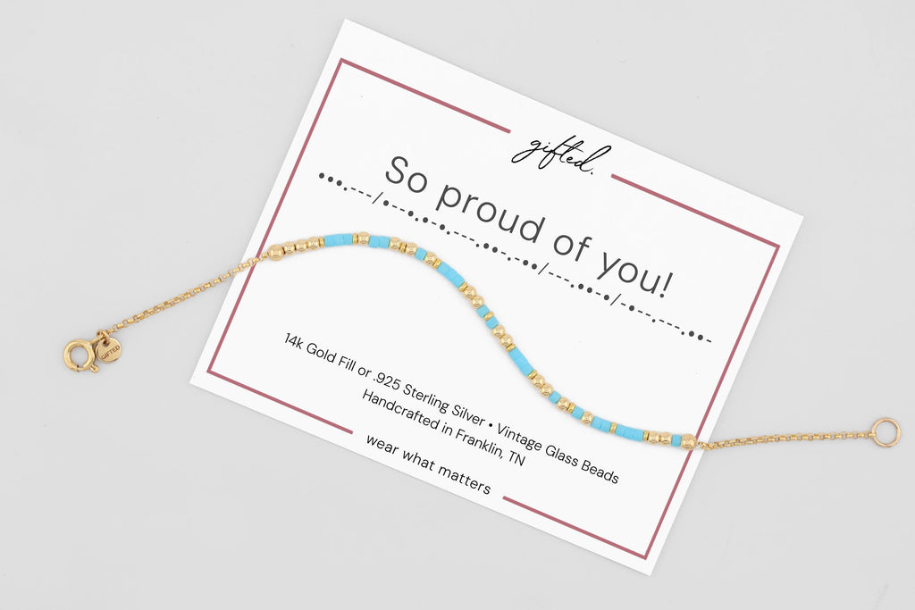 Custom Morse Code Bracelet, So Proud of You | Best Friend or Partner Gift | Hidden Message Jewelry