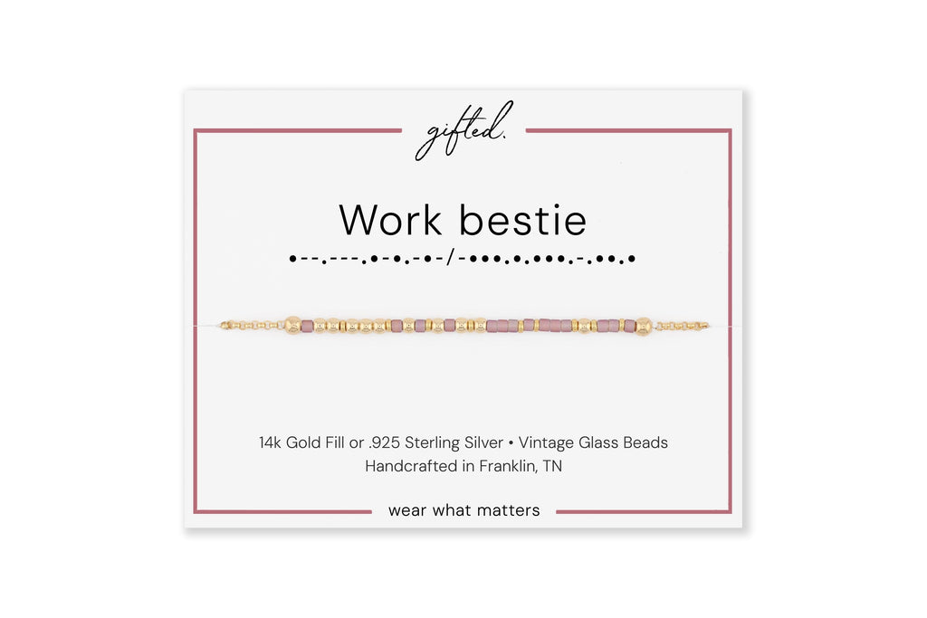 SEO - Custom Morse Code Bracelet, Work Bestie Gift | Coworker Work Wife & Office BFF | Hidden Message Jewelry