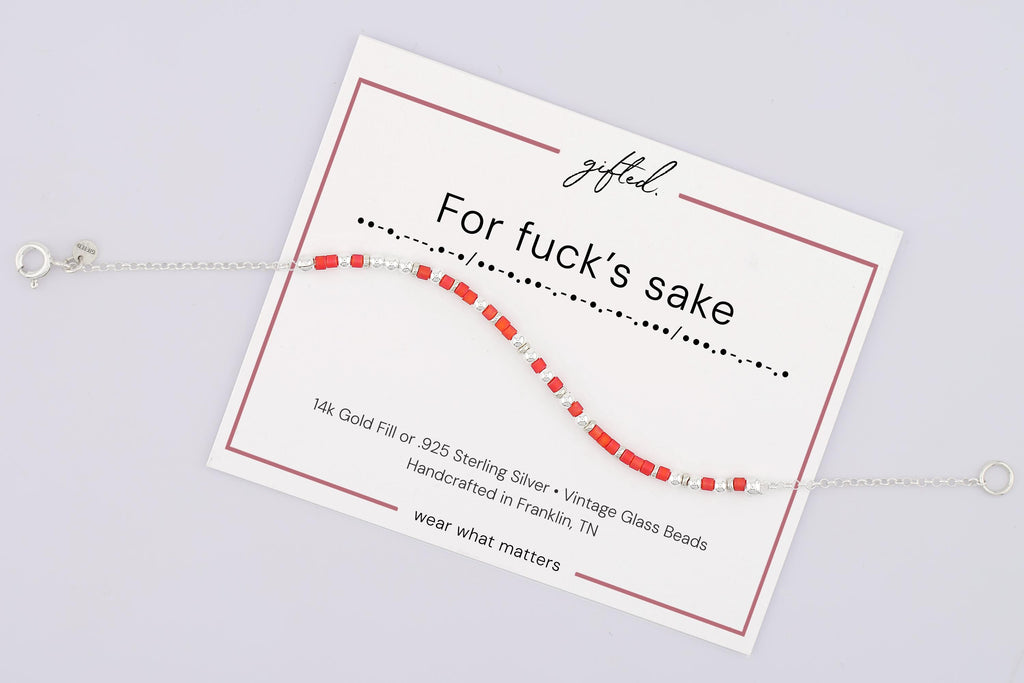 Custom Morse Code Bracelet, For Fuck's Sake | Sarcastic Coworker & Bestie Gift | Hidden Message Jewelry