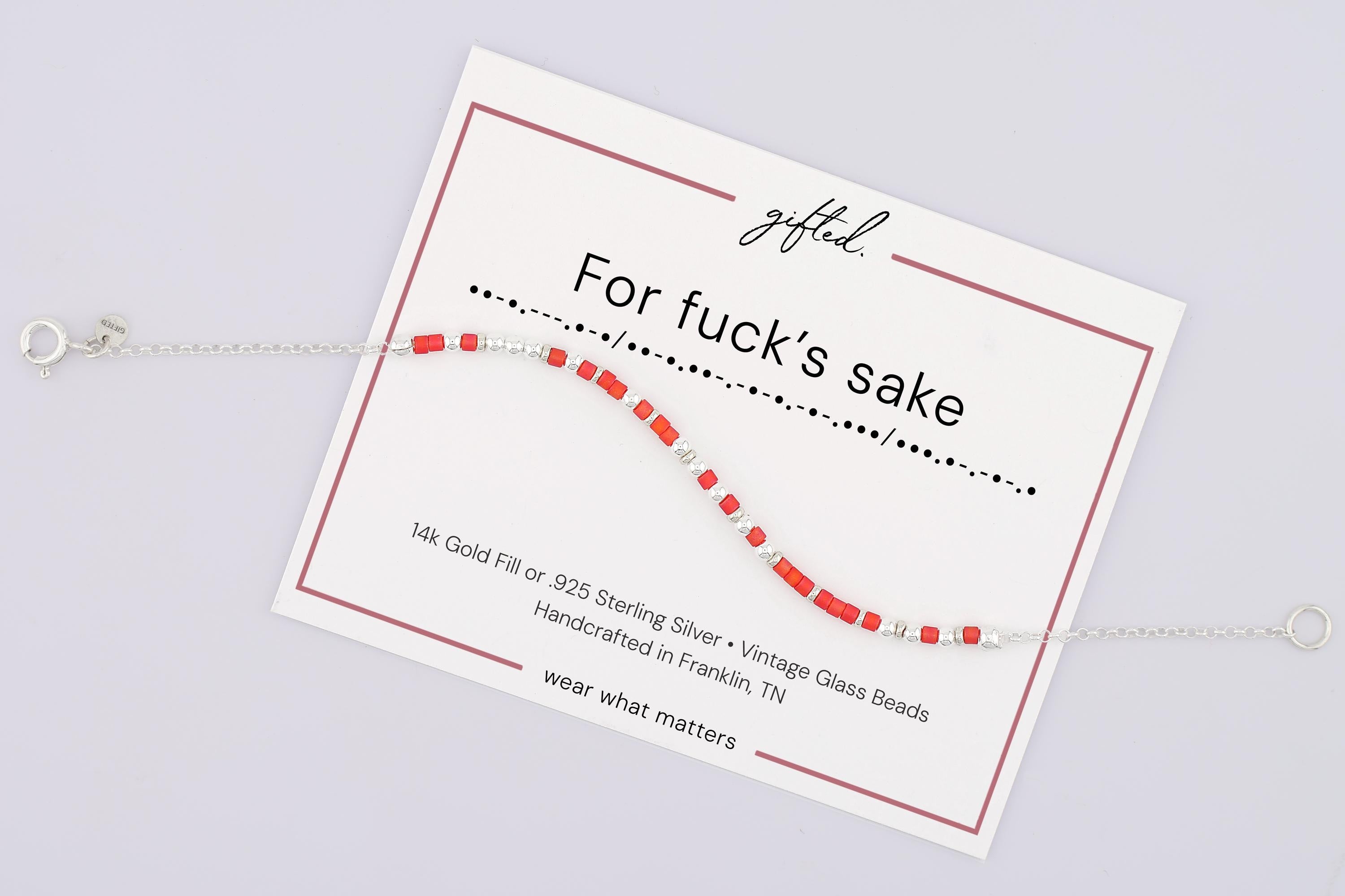 Custom Morse Code Bracelet, For Fuck's Sake | Sarcastic Coworker & Bestie Gift | Hidden Message Jewelry
