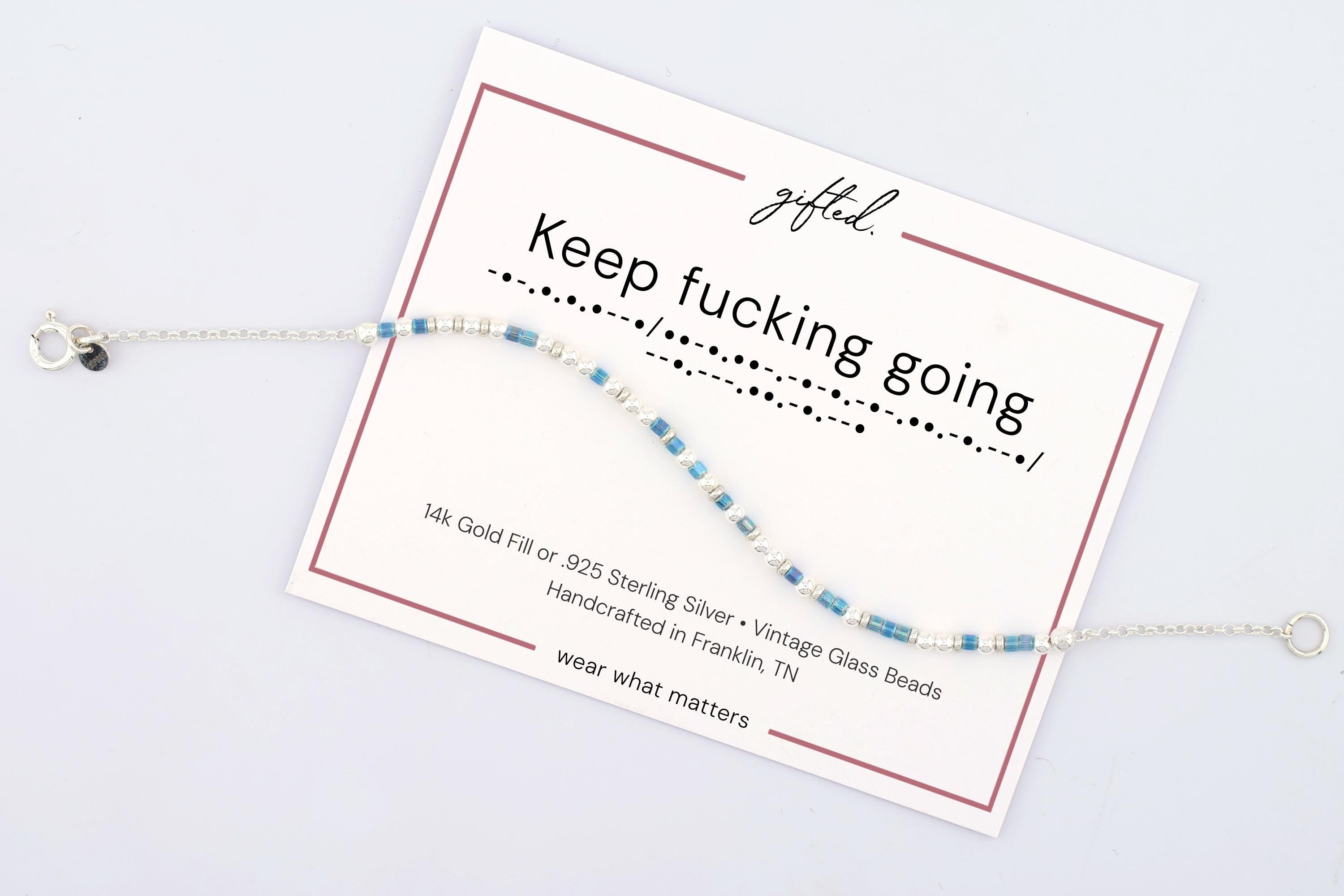 Custom Morse Code Bracelet, Keep Fucking Going | Perseverance Reminder | Mental Health & Resilience Gift | Hidden Message Jewelry