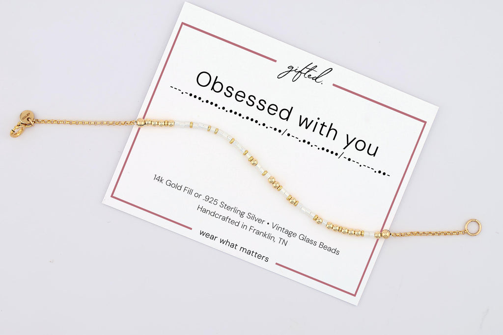 Custom Morse Code Bracelet, Obsessed With You | Best Friend, Partner & My Person Gift | Hidden Message Jewelry