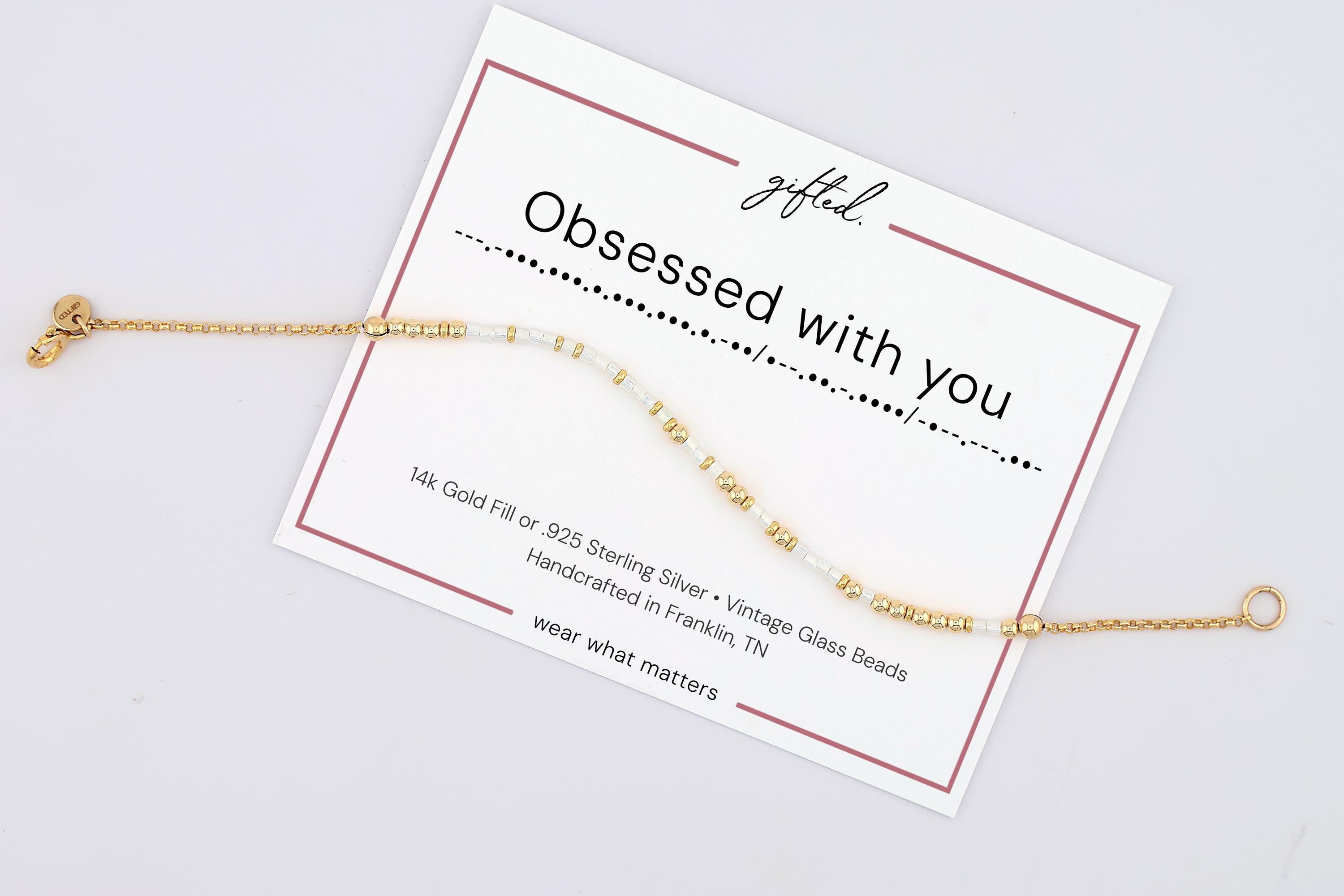 Custom Morse Code Bracelet, Obsessed With You | Best Friend, Partner & My Person Gift | Hidden Message Jewelry