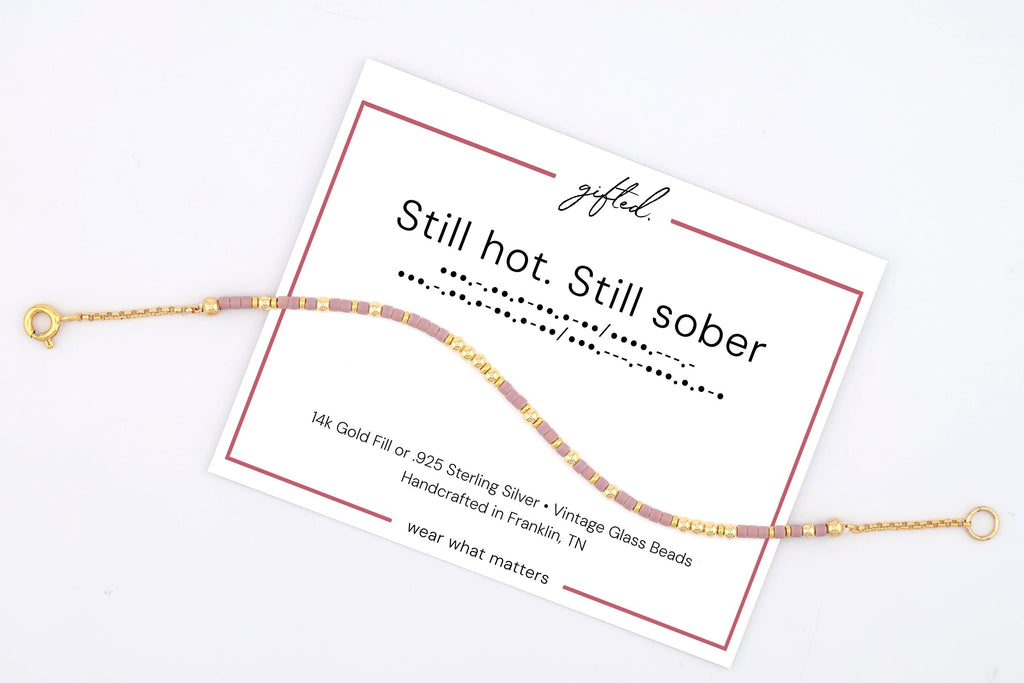 Custom Morse Code Bracelet, Still Hot Still Sober | Sobriety Recovery Gift | Hidden Message Jewelry