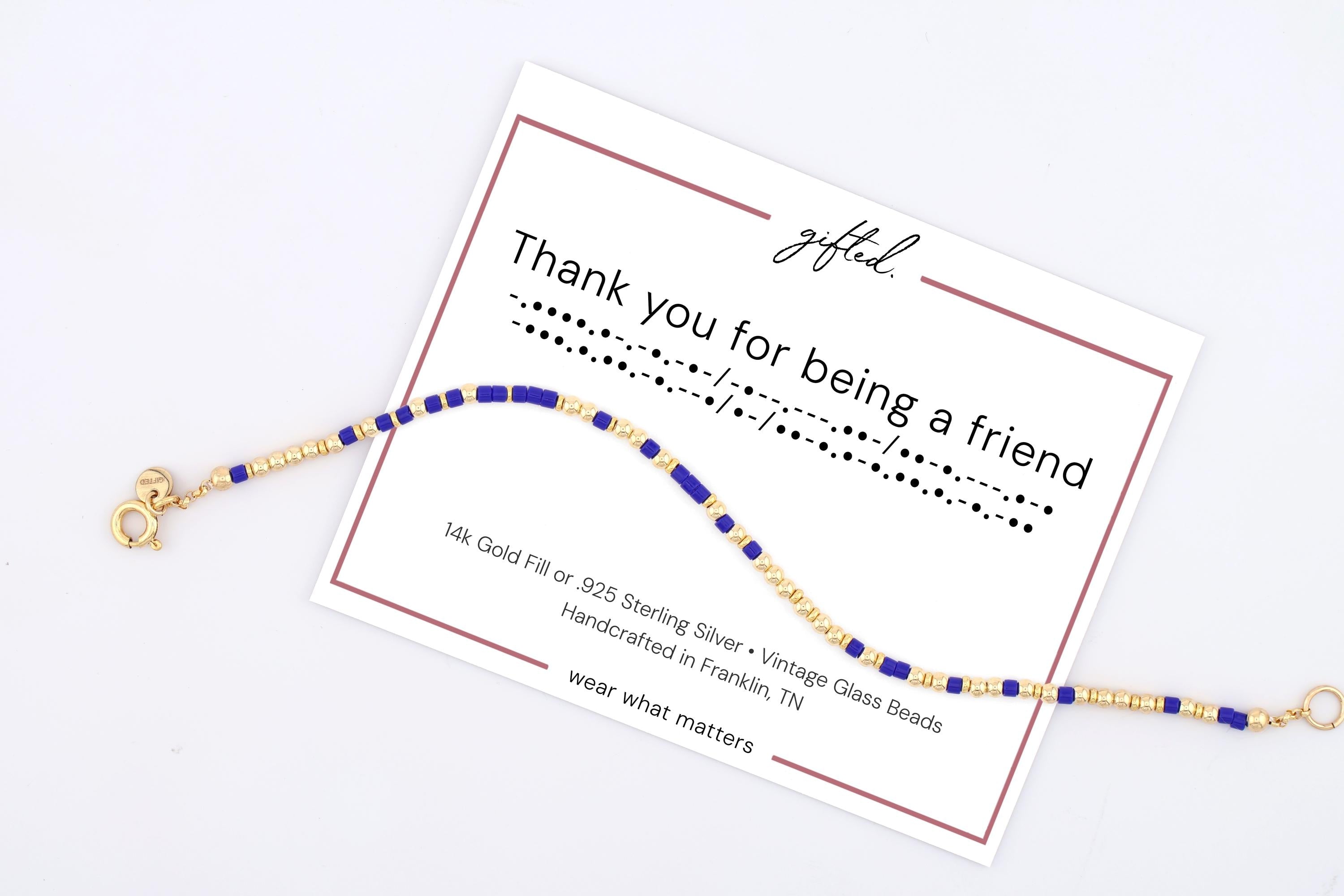 Custom Morse Code Bracelet, Thank You for Being a Friend | Nostalgic Friendship Gift | Hidden Message Jewelry
