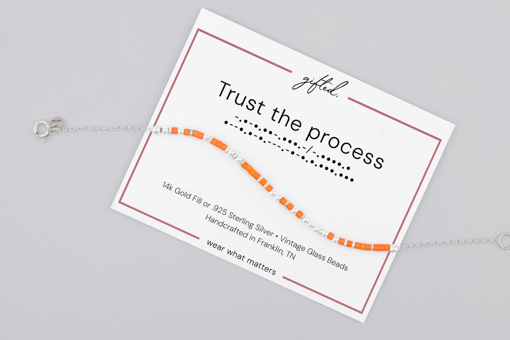 Custom Morse Code Bracelet, Trust the Process | Spiritual Growth & Healing Gift | Hidden Message Jewelry