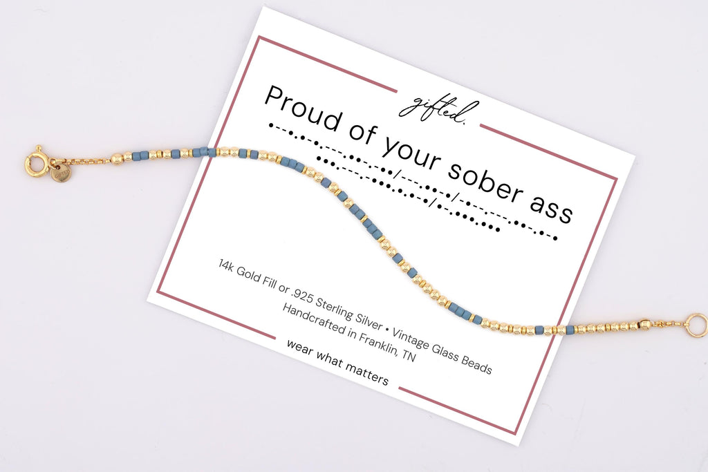 Custom Morse Code Bracelet, Proud of Your Sober Ass | Sobriety Recovery Gift | Hidden Message Jewelry