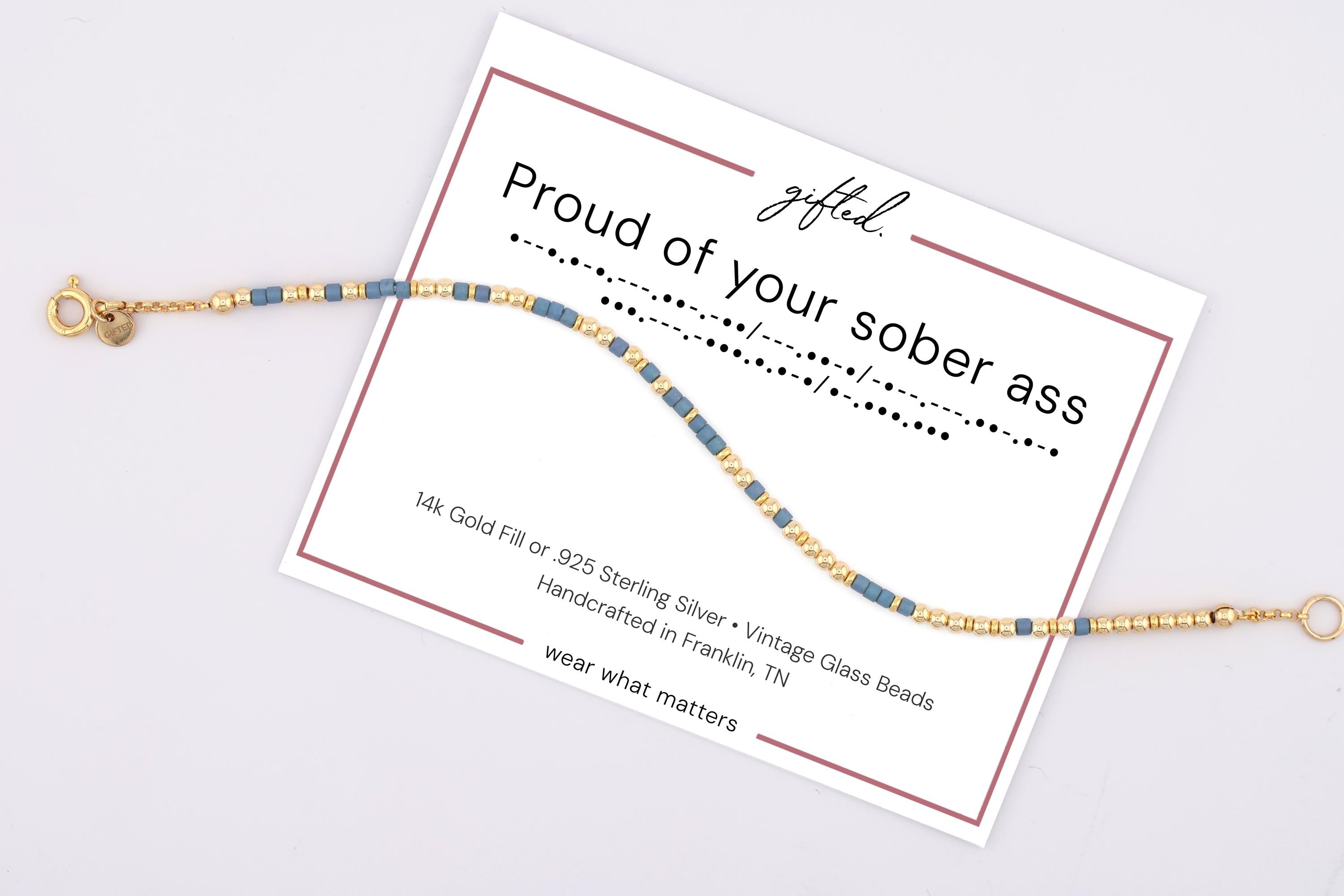 Custom Morse Code Bracelet, Proud of Your Sober Ass | Sobriety Recovery Gift | Hidden Message Jewelry