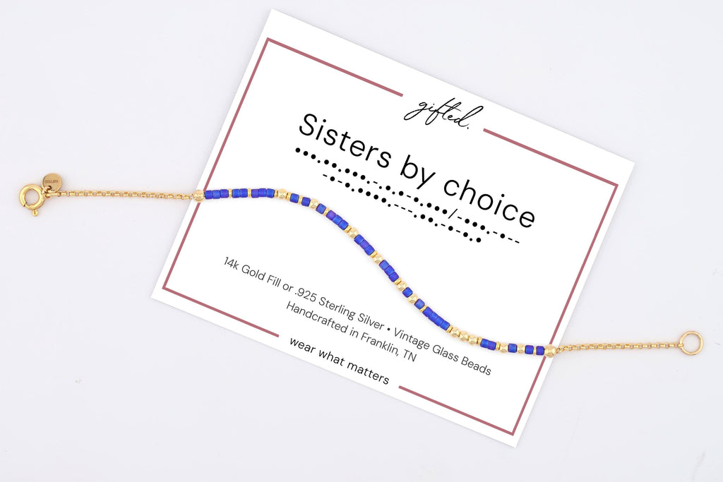 SEO - Custom Morse Code Bracelet, Sisters by Choice | Best Friend & Chosen Family | Hidden Message Jewelry