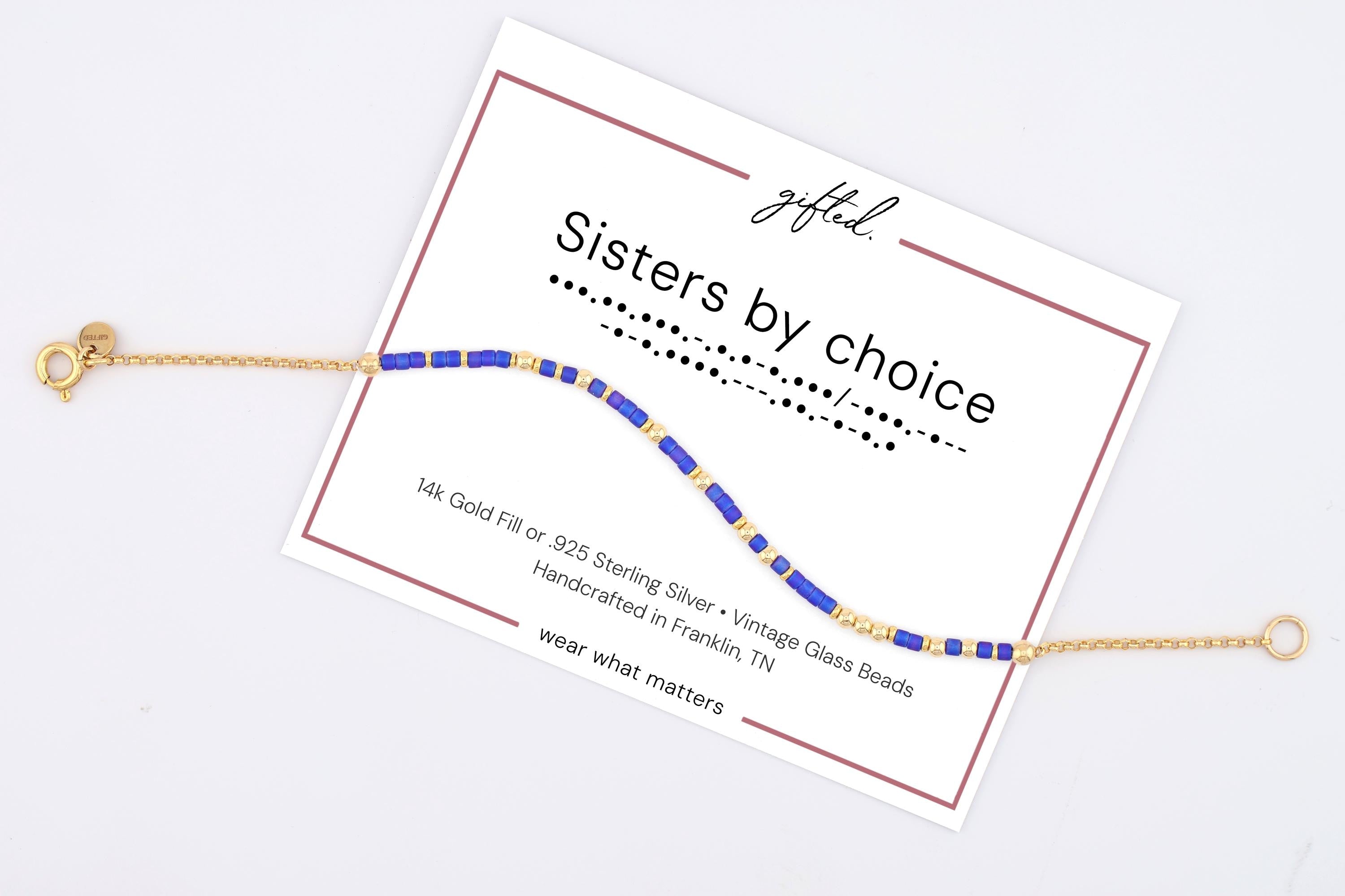 SEO - Custom Morse Code Bracelet, Sisters by Choice | Best Friend & Chosen Family | Hidden Message Jewelry