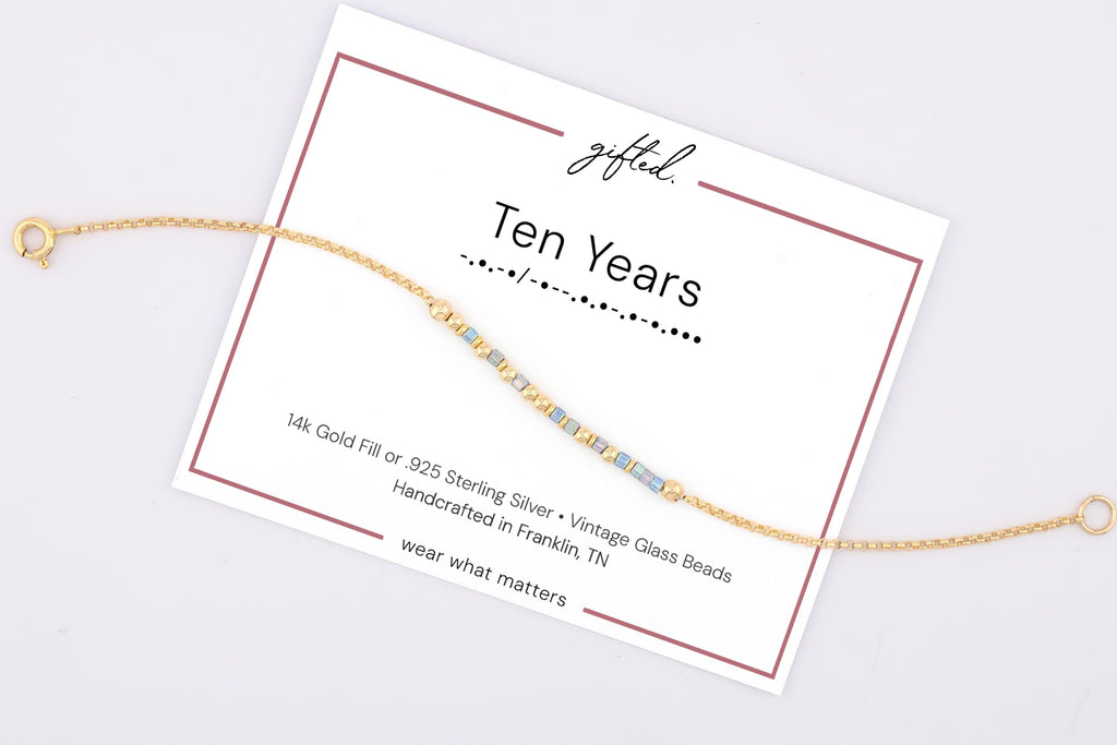 Custom Morse Code Bracelet, Ten Years | Sobriety Recovery Gift | Hidden Message Jewelry
