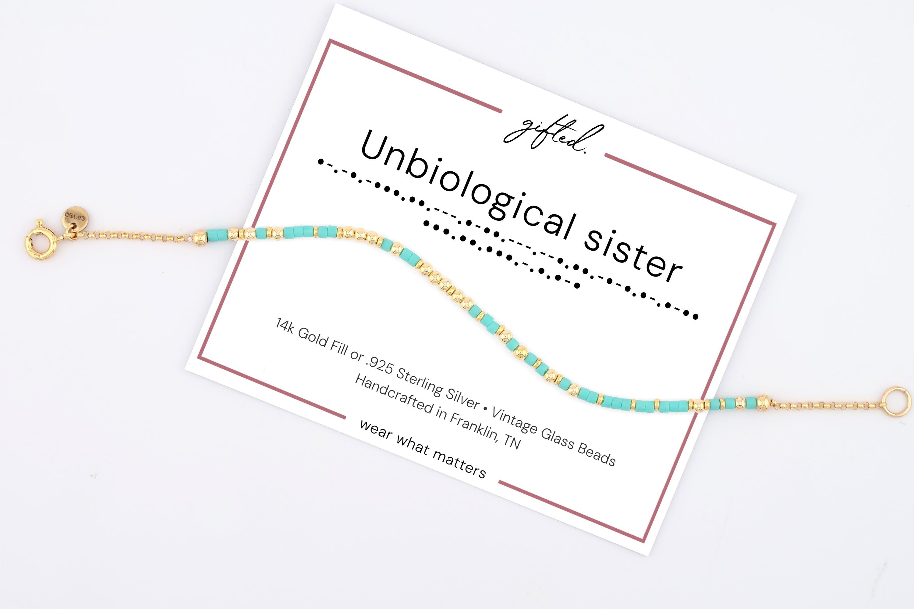 Custom Morse Code Bracelet, Unbiological Sister | Best Friend & Chosen Family | Hidden Message Jewelry