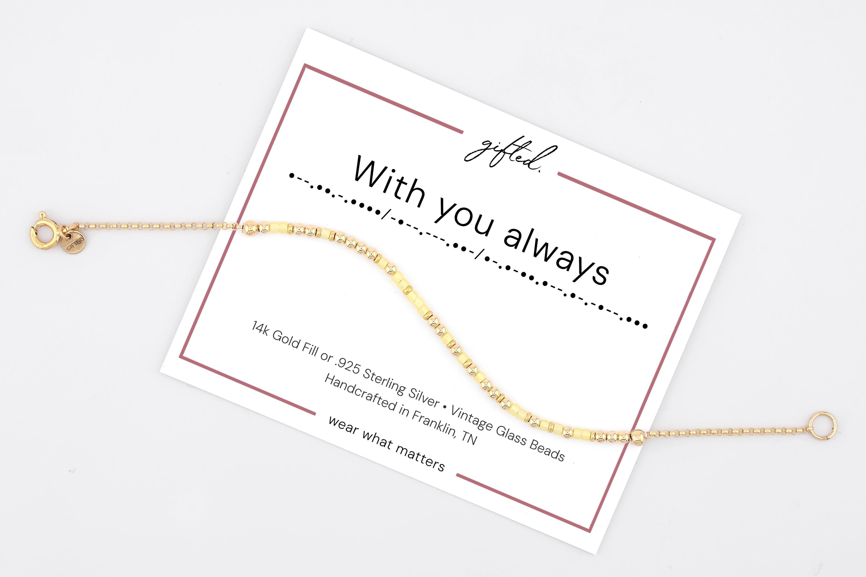 Custom Morse Code Bracelet, With You Always | Memorial Gift Ideas | Hidden Message Jewelry
