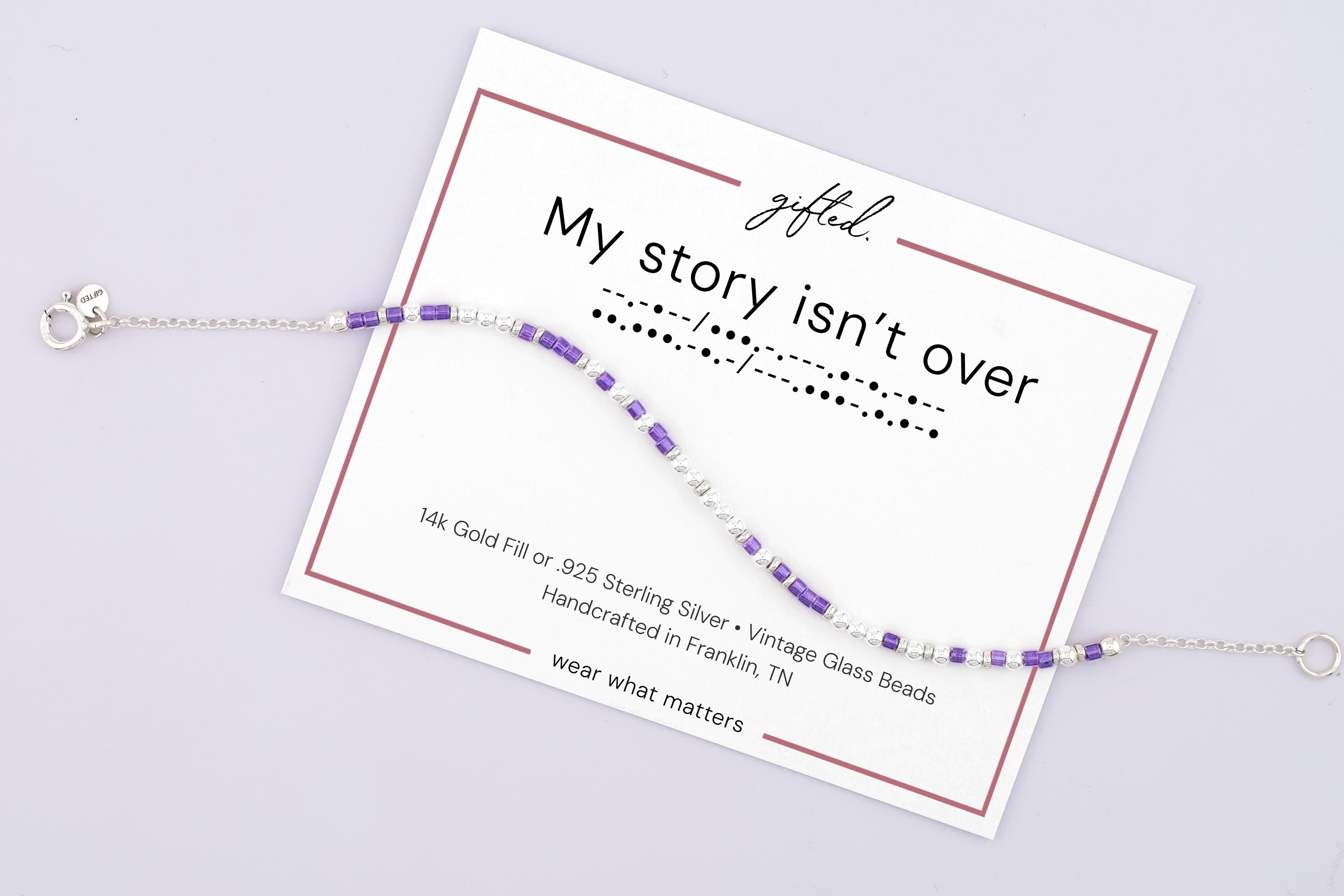 Custom Morse Code Bracelet, My Story Isn't Over | Semicolon, Suicide & Mental Health Recovery | Hidden Message Jewelry