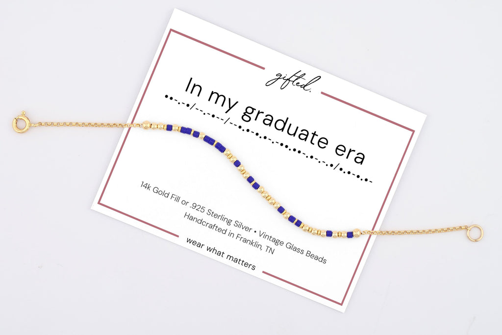 Custom Morse Code Bracelet, In My Graduate Era | Graduation Gift | Hidden Message Jewelry