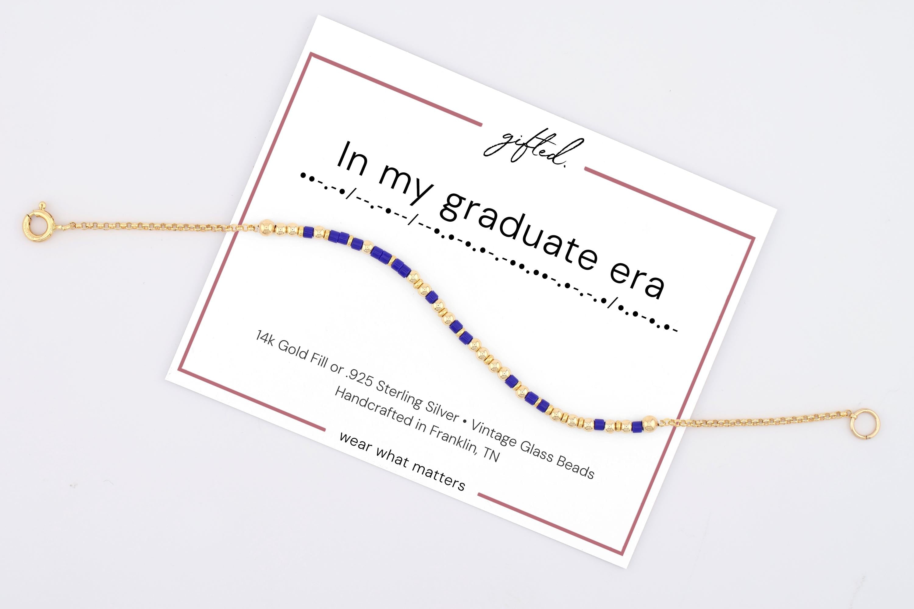 Custom Morse Code Bracelet, In My Graduate Era | Graduation Gift | Hidden Message Jewelry