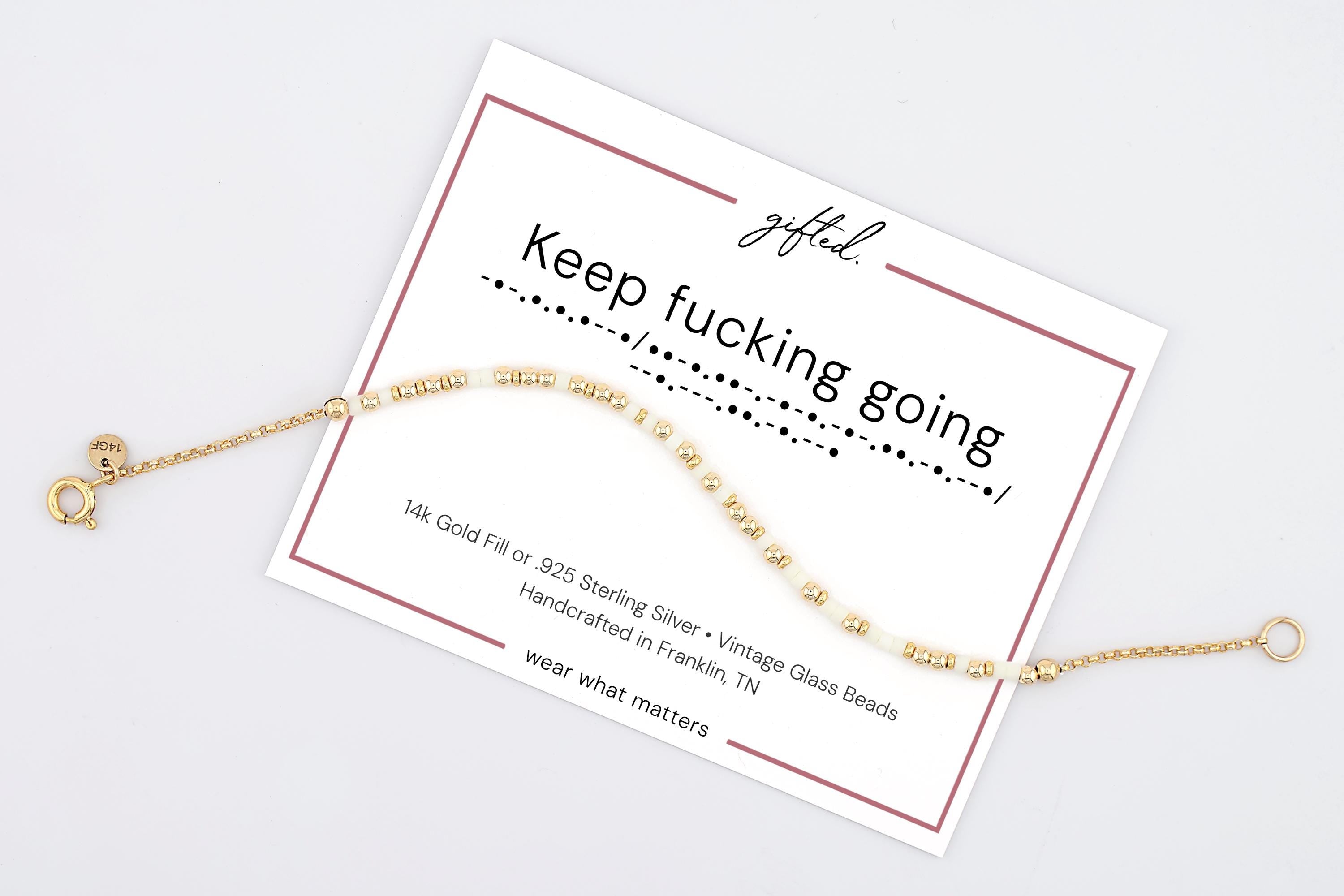 Custom Morse Code Bracelet, Keep Fucking Going | Perseverance Reminder | Mental Health & Resilience Gift | Hidden Message Jewelry