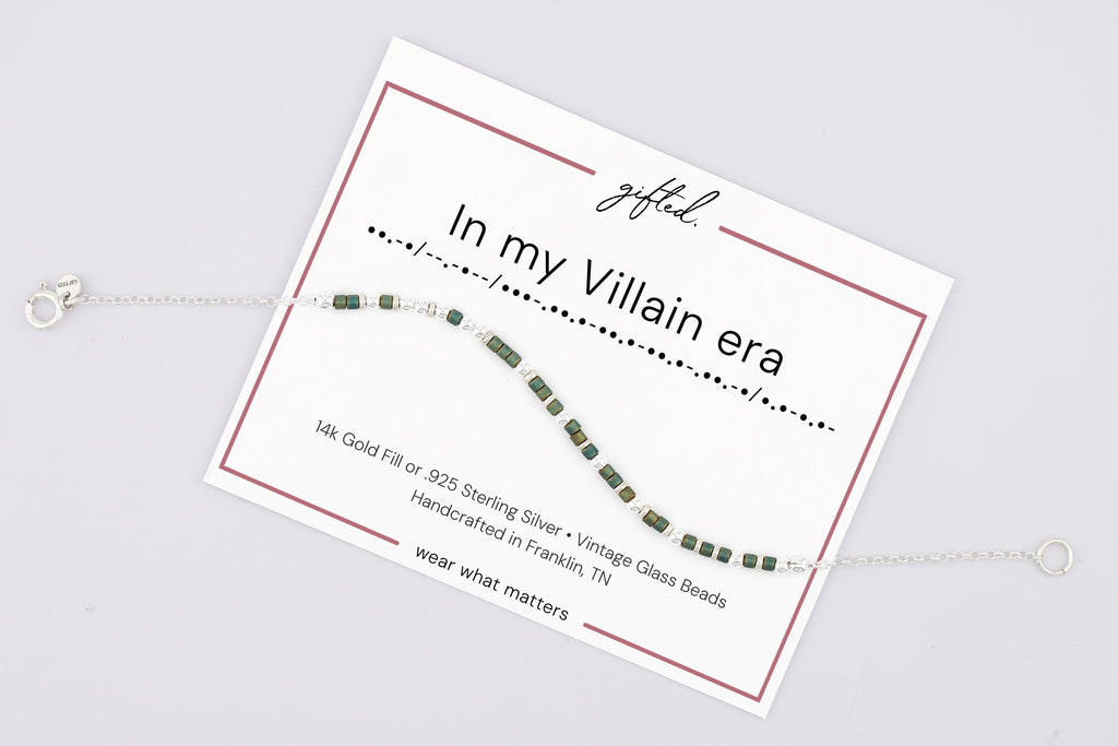 Custom Morse Code Bracelet, In My Villain Era | Boundaries & Self-Empowerment Gift | Hidden Message Jewelry