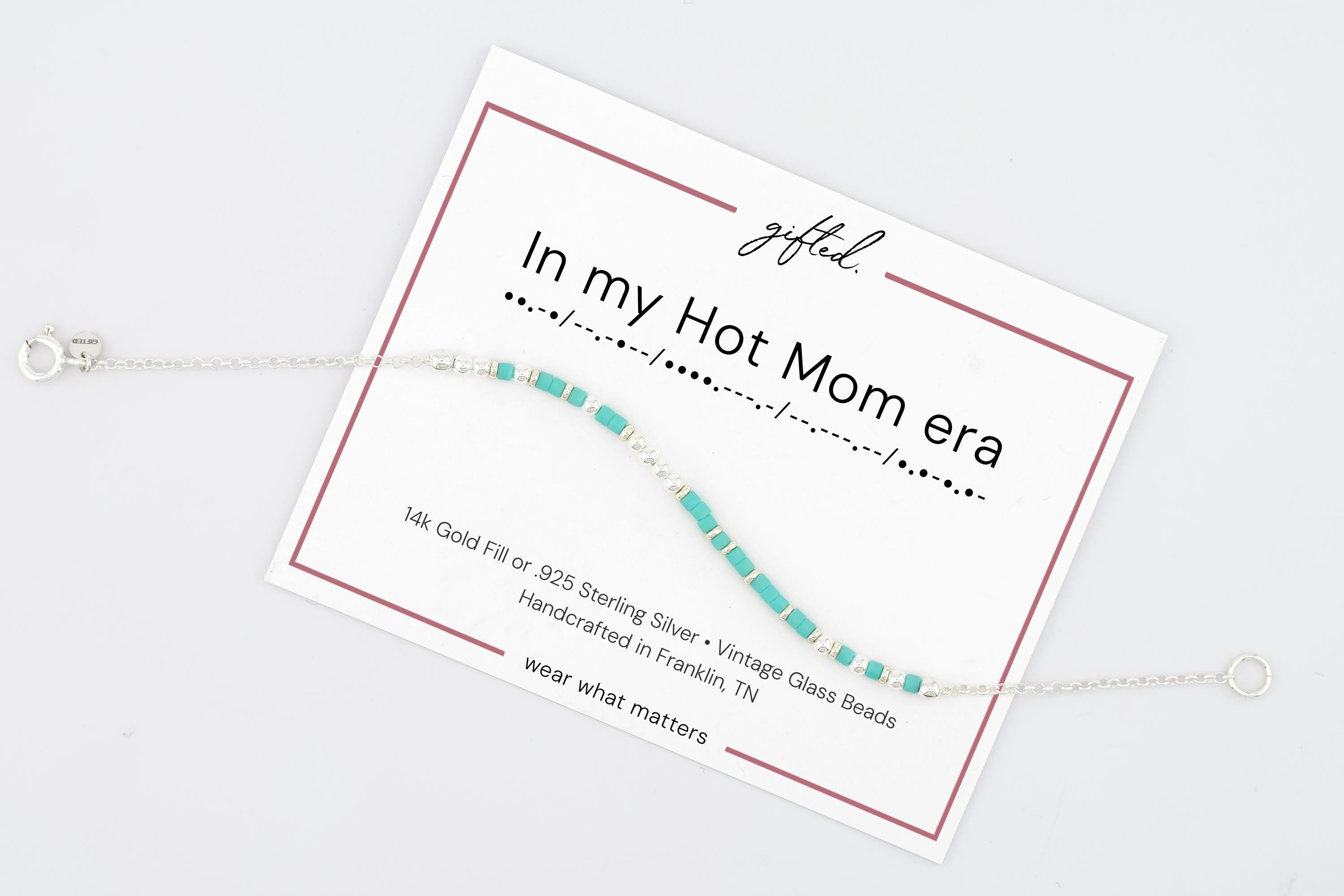 Custom Morse Code Bracelet, In My Hot Mom Era | Mom Self Care & Mom Tribe Gift | Hidden Message Jewelry