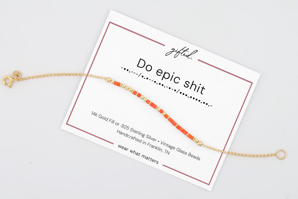 Custom Morse Code Bracelet, Do Epic Shit | Funny College Grad, New Job & Adventure Gift | Hidden Message Jewelry