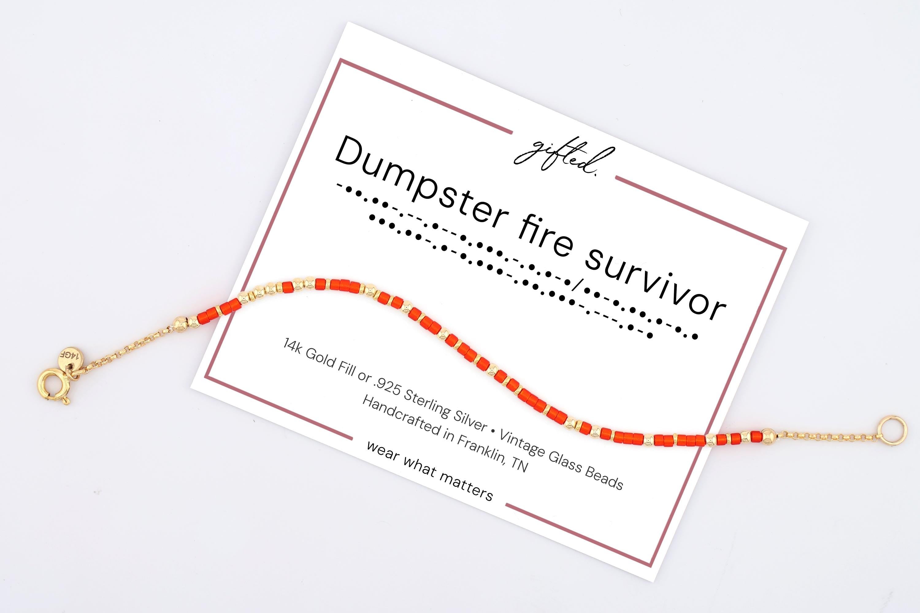 Custom Morse Code Bracelet, Dumpster Fire Survivor | Breakup & Empowerment Gift | Hidden Message Jewelry